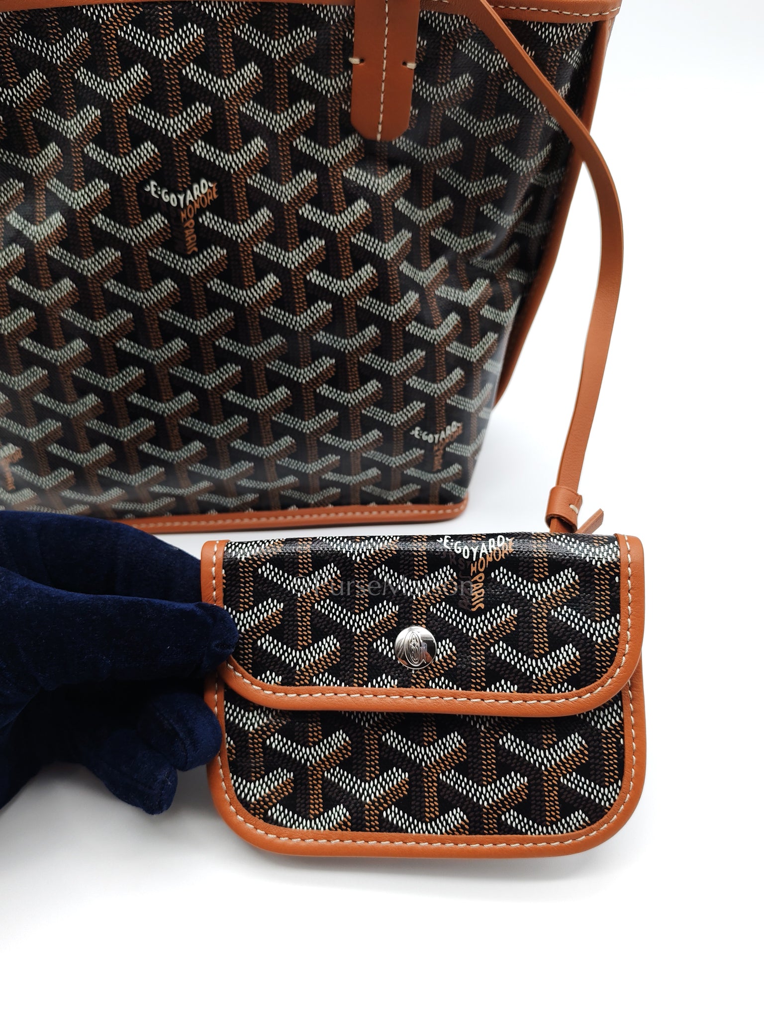 Mini Anjou in Tan Goyardine Canvas Tote Bag | Purse Maison Luxury Bags Shop
