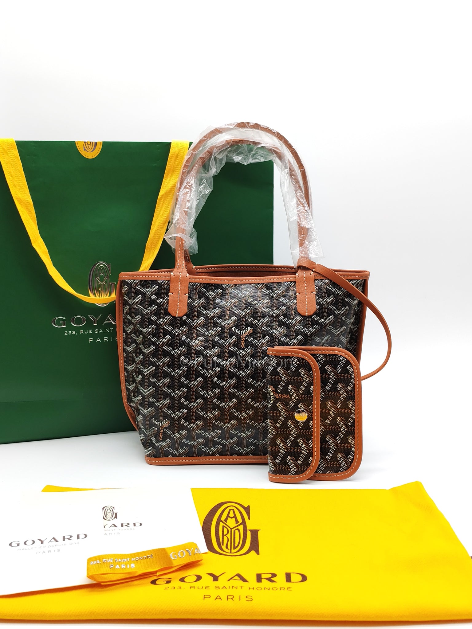 Mini Anjou in Tan Goyardine Canvas Tote Bag | Purse Maison Luxury Bags Shop