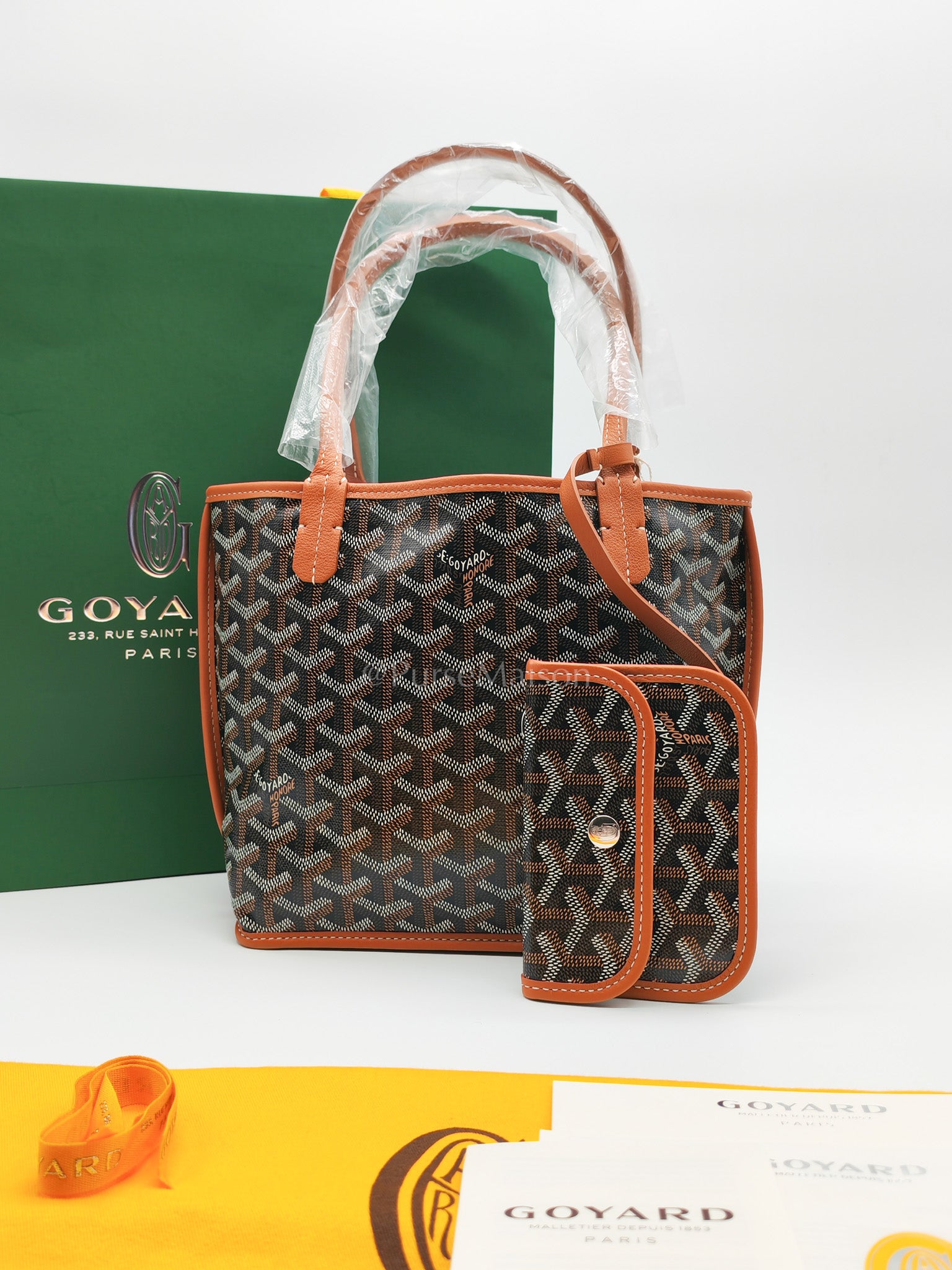 Mini Anjou Tan in Goyardine Canvas Tote Bag | Purse Maison Luxury Bags Shop