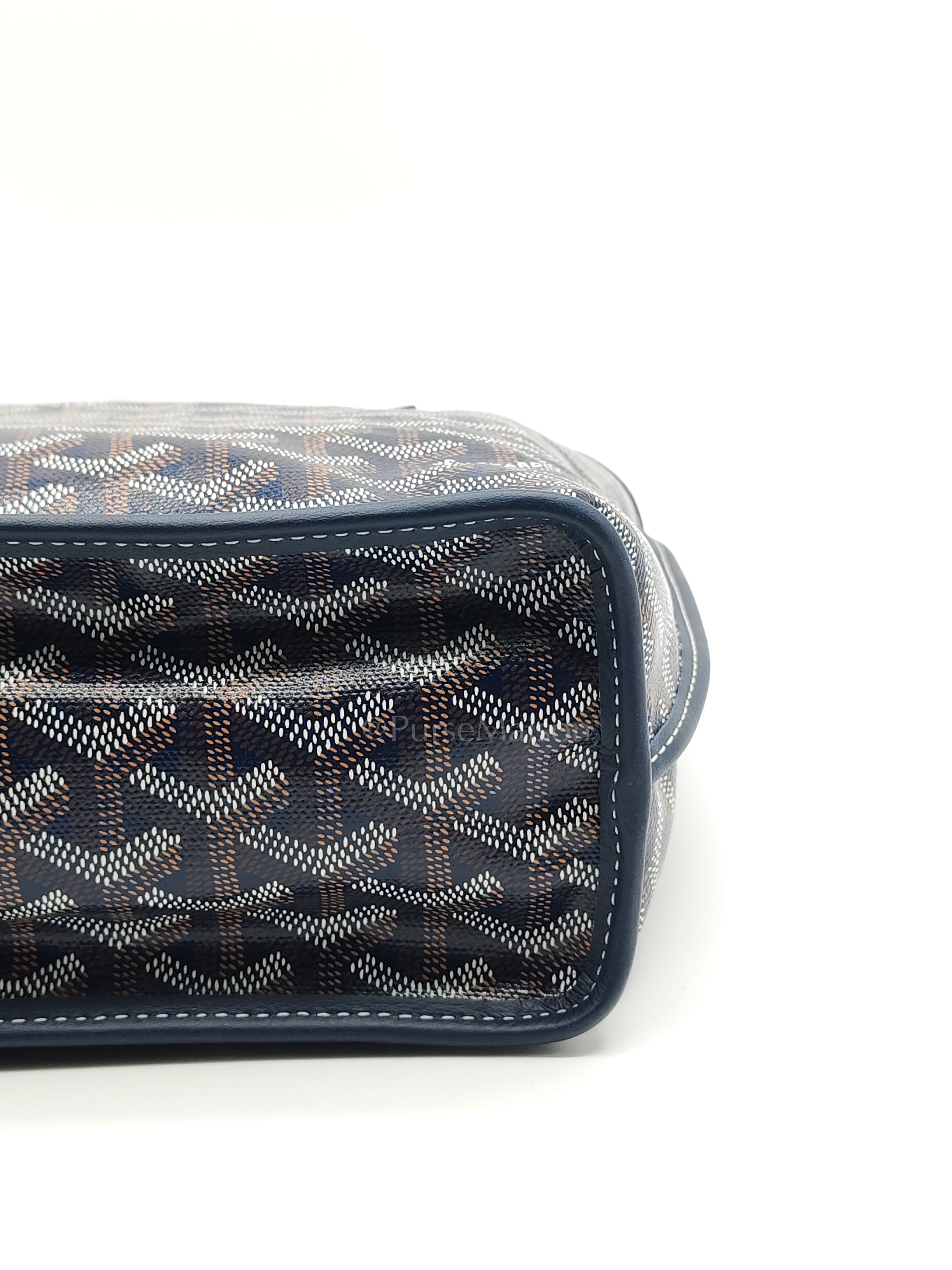 Mini Anjou Tote Bag in Navy Blue Goyardine Canvas with Croc Universal Clip Charm | Purse Maison Luxury Bags Shop