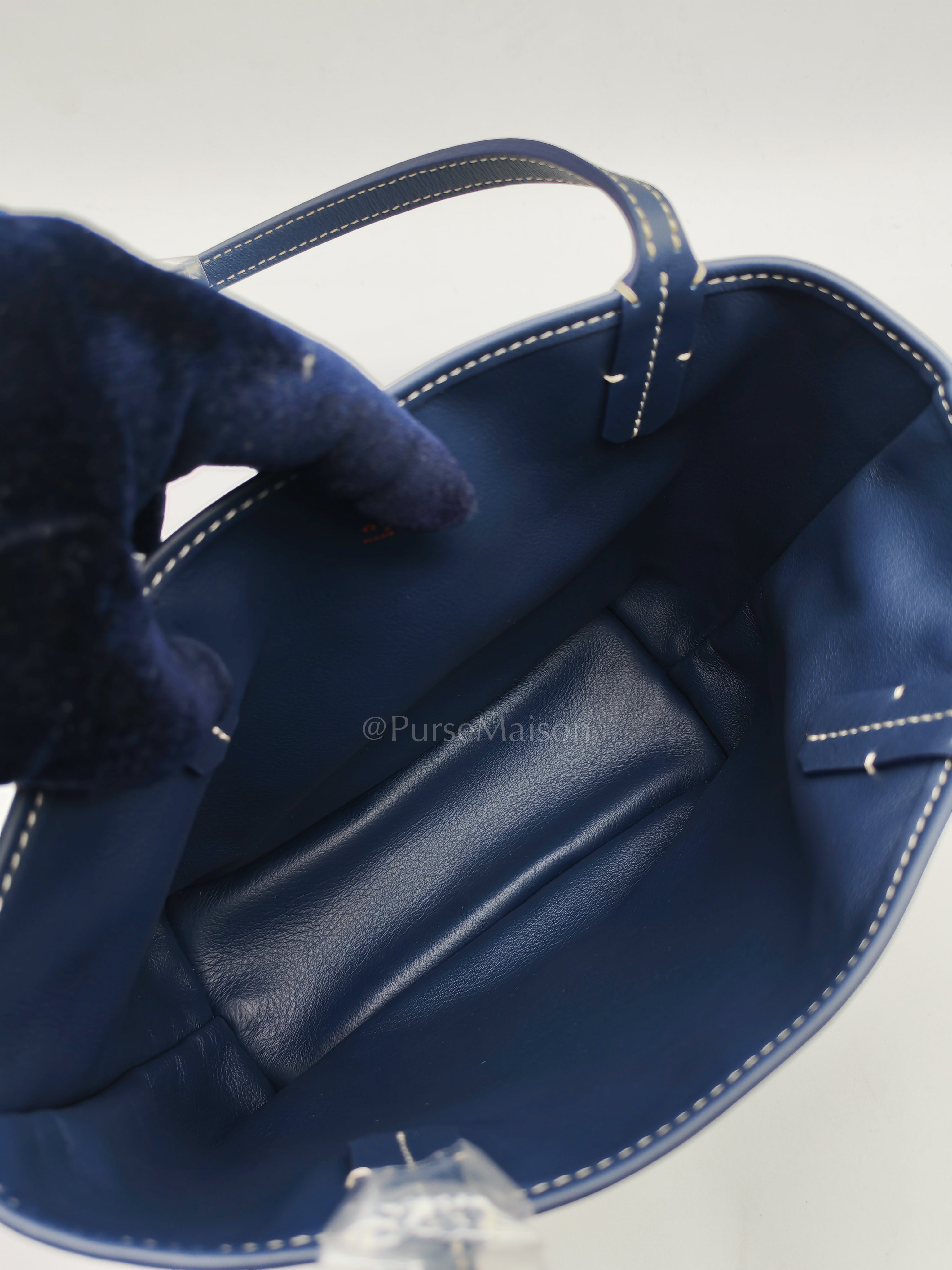 Mini Anjou Tote Bag in Navy Blue Goyardine Canvas with Croc Universal Clip Charm | Purse Maison Luxury Bags Shop