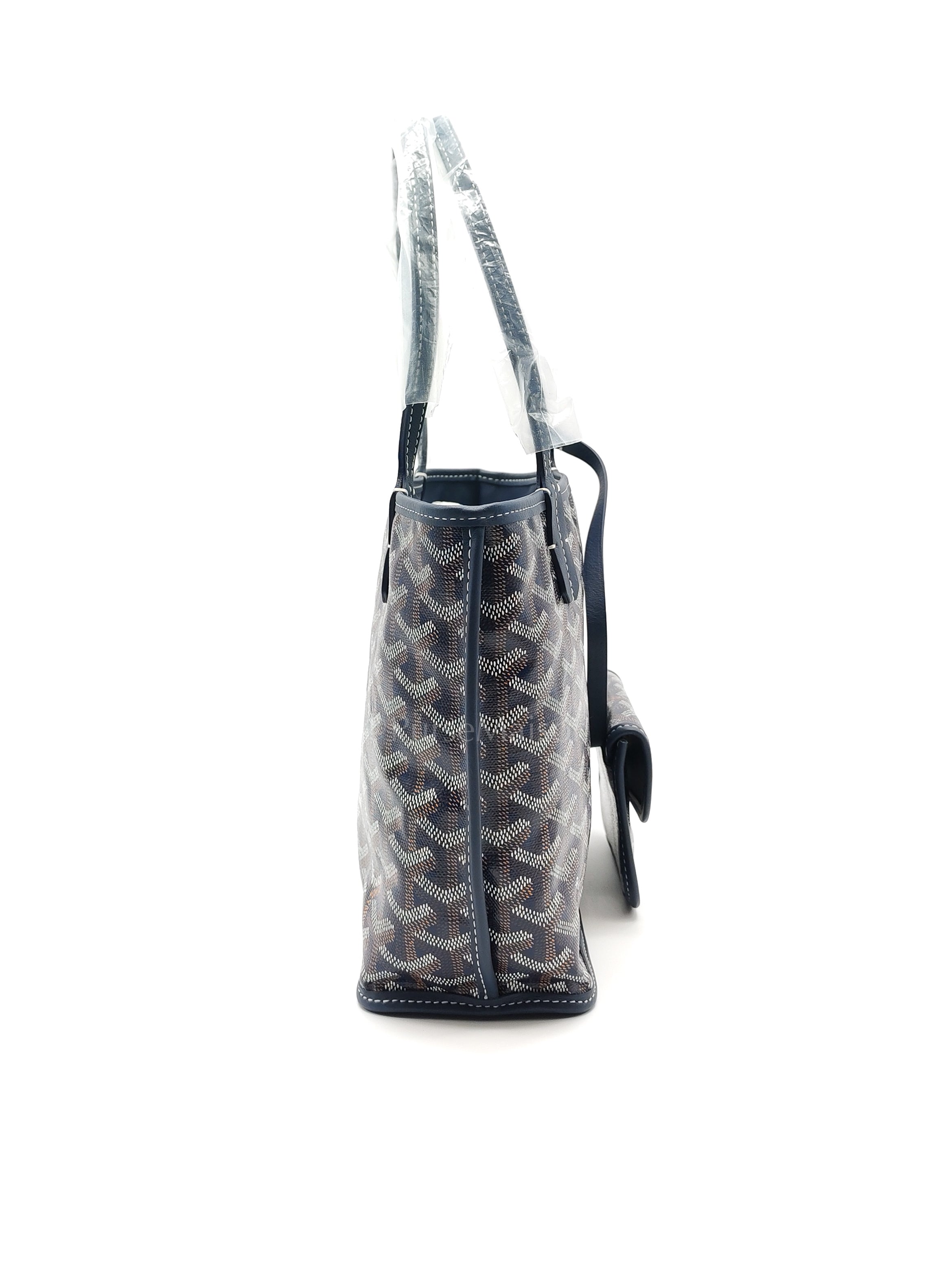 Mini Anjou Tote Bag in Navy Blue Goyardine Canvas with Croc Universal Clip Charm | Purse Maison Luxury Bags Shop