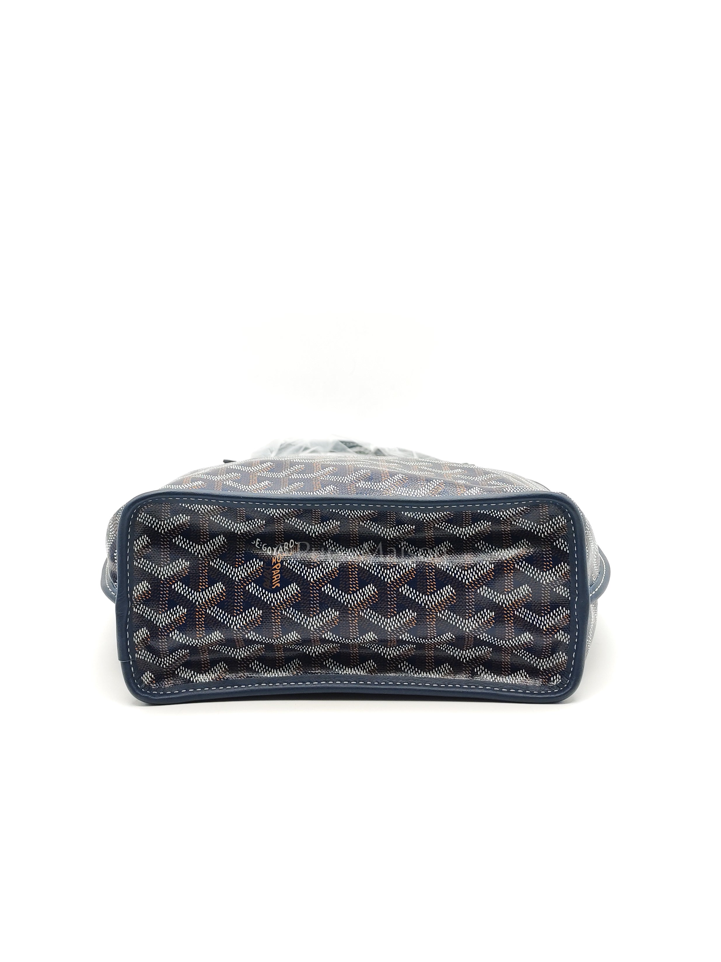 Mini Anjou Tote Bag in Navy Blue Goyardine Canvas with Croc Universal Clip Charm | Purse Maison Luxury Bags Shop