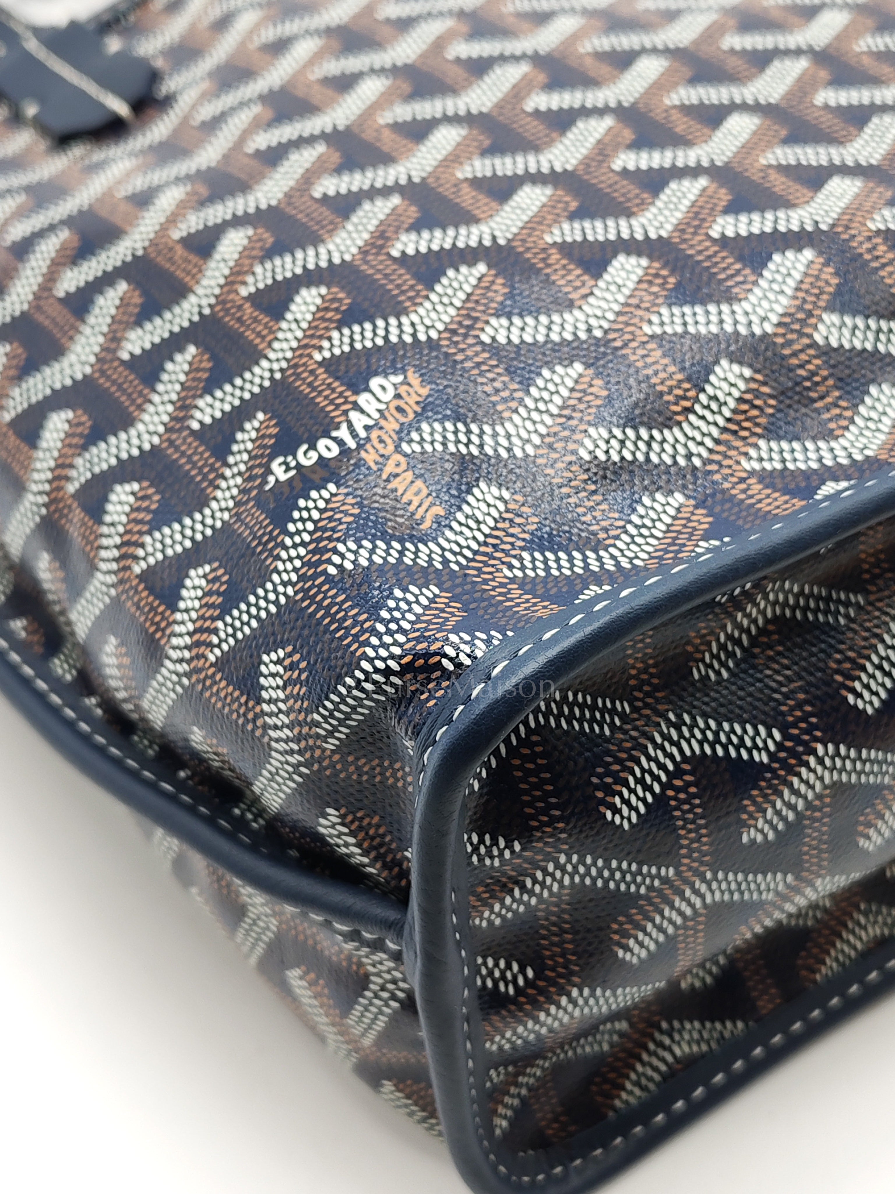 Mini Anjou Tote Bag in Navy Blue Goyardine Canvas with Croc Universal Clip Charm | Purse Maison Luxury Bags Shop
