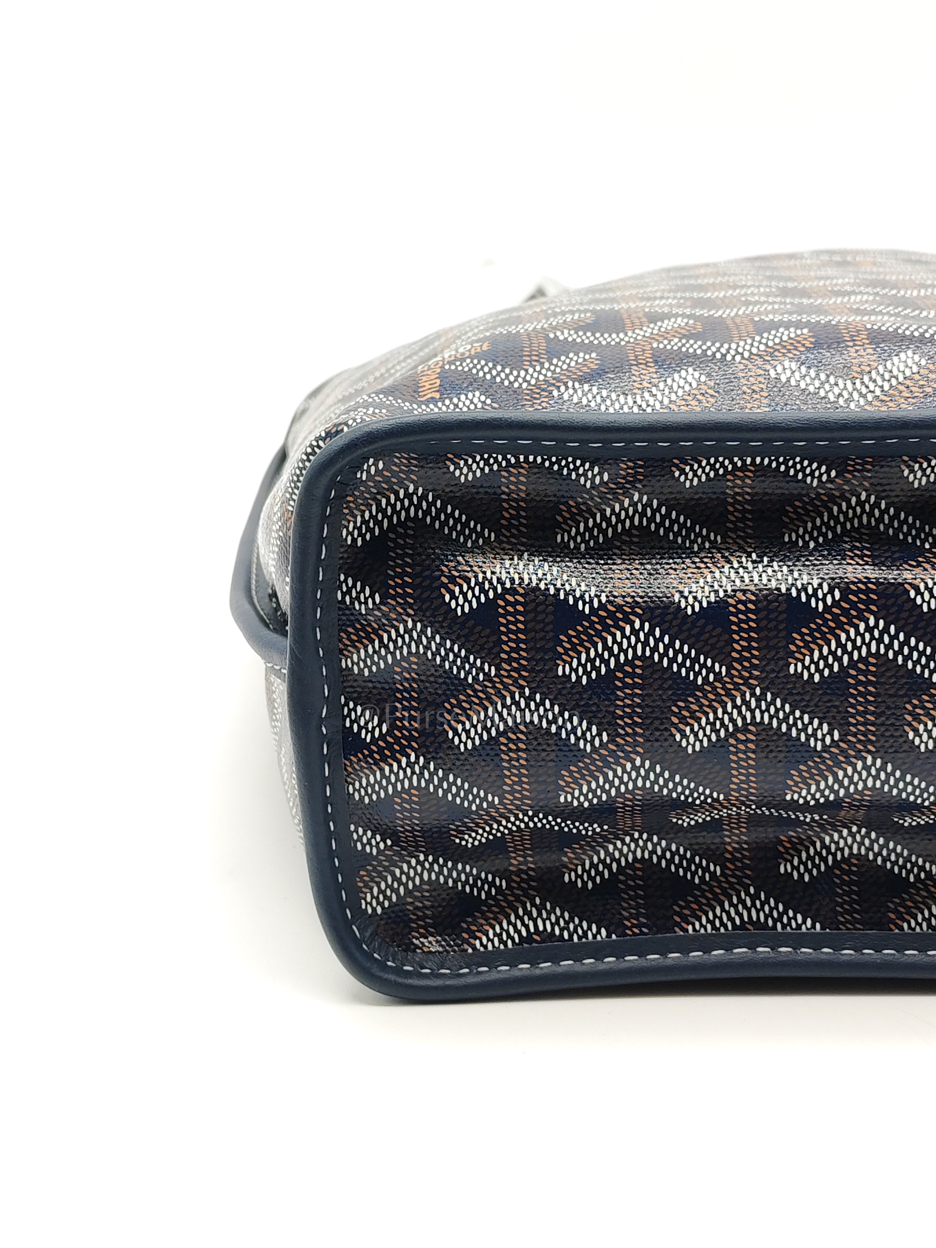 Mini Anjou Tote Bag in Navy Blue Goyardine Canvas with Croc Universal Clip Charm | Purse Maison Luxury Bags Shop