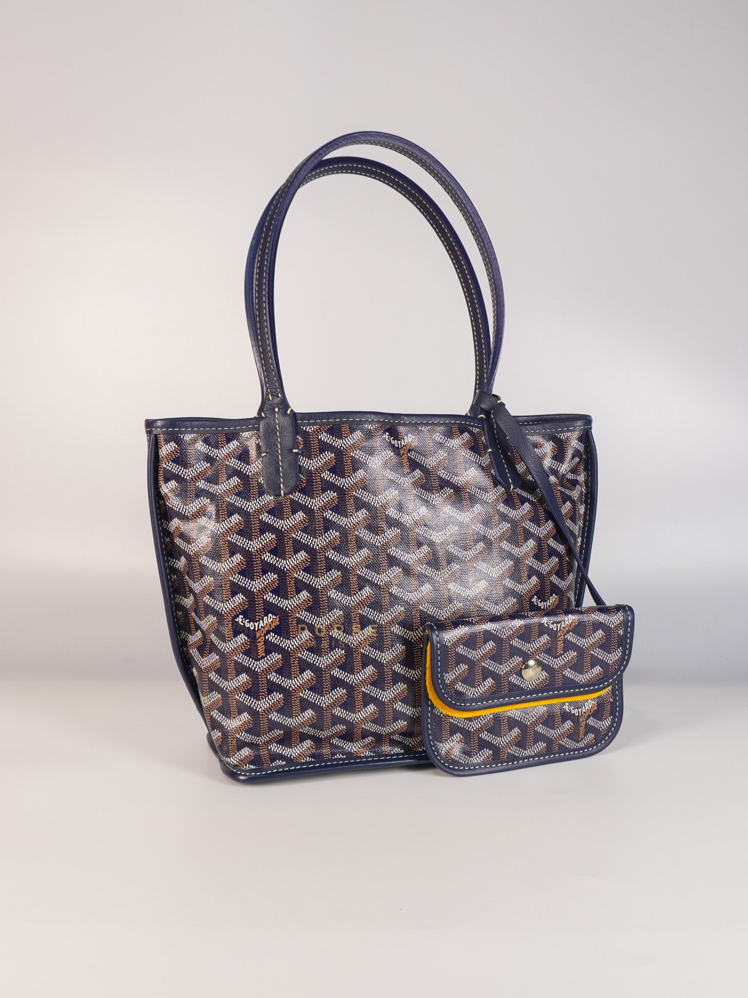 Mini Anjou Tote Bag in Navy Blue | Purse Maison Luxury Bags Shop