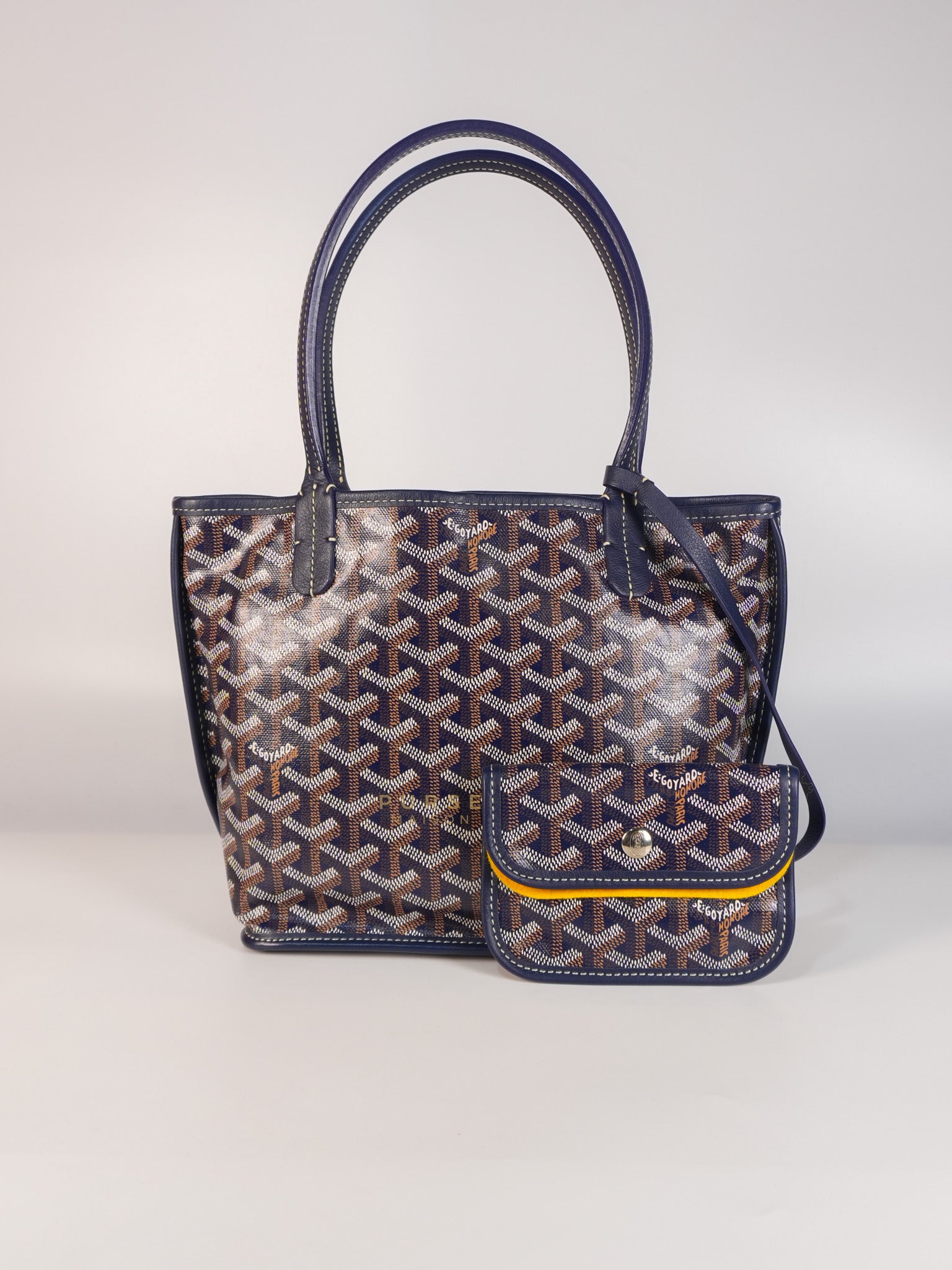 Mini Anjou Tote Bag in Navy Blue | Purse Maison Luxury Bags Shop
