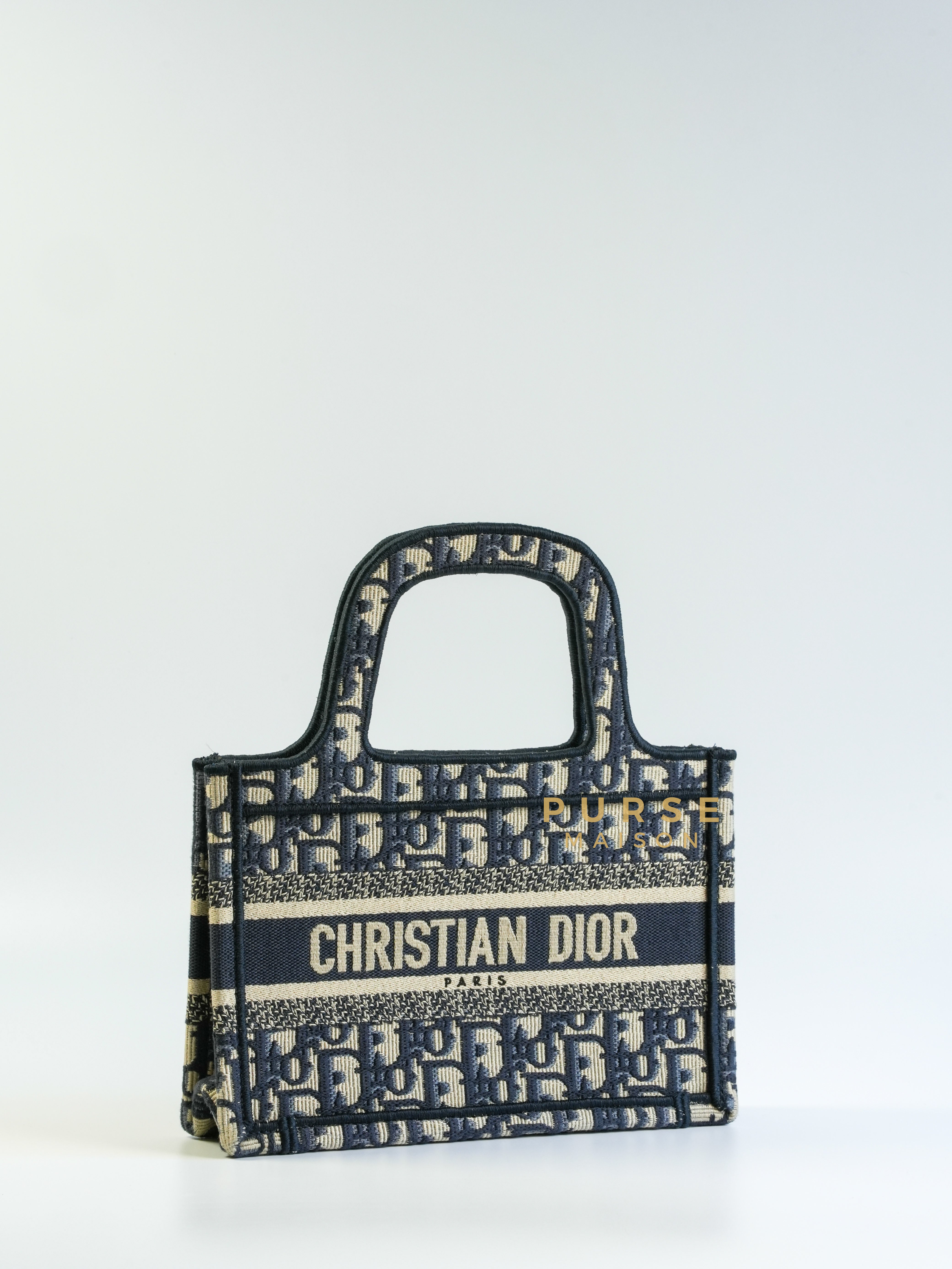Mini Book Tote Bag in Oblique Embroidered Canvas | Purse Maison Luxury Bags Shop
