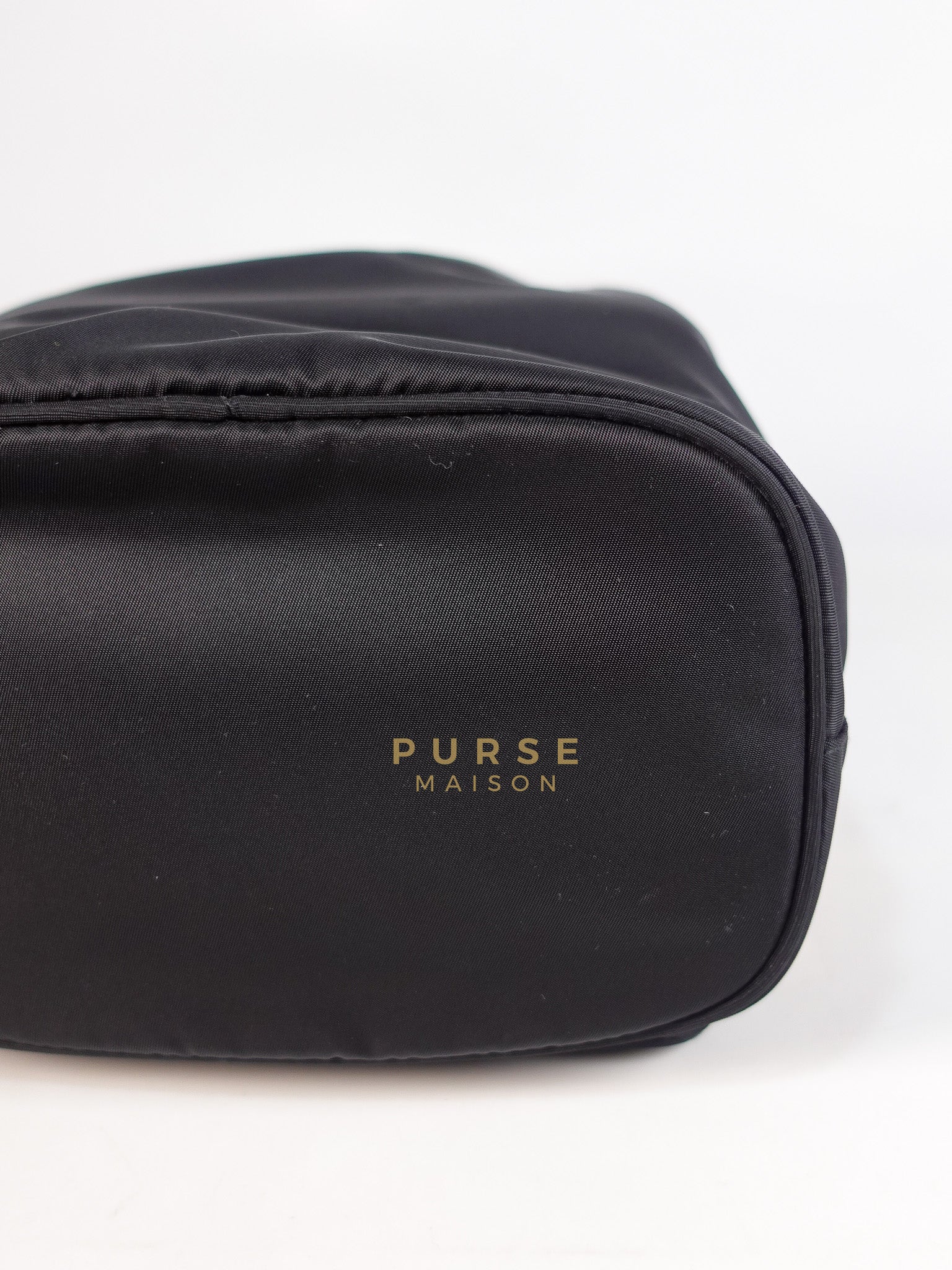 Mini Bucket Bag in Black Tessuto Nylon Leather & Gold Hardware | Purse Maison Luxury Bags Shop