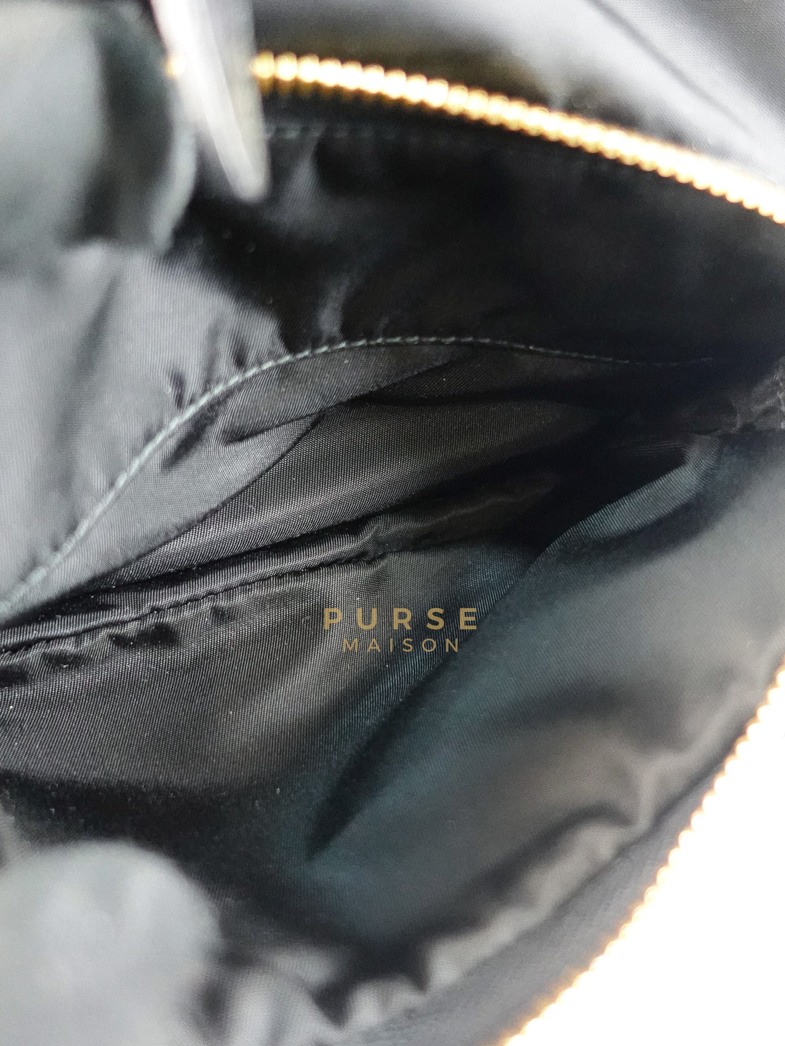 Mini Bucket Bag in Black Tessuto Nylon Leather & Gold Hardware | Purse Maison Luxury Bags Shop