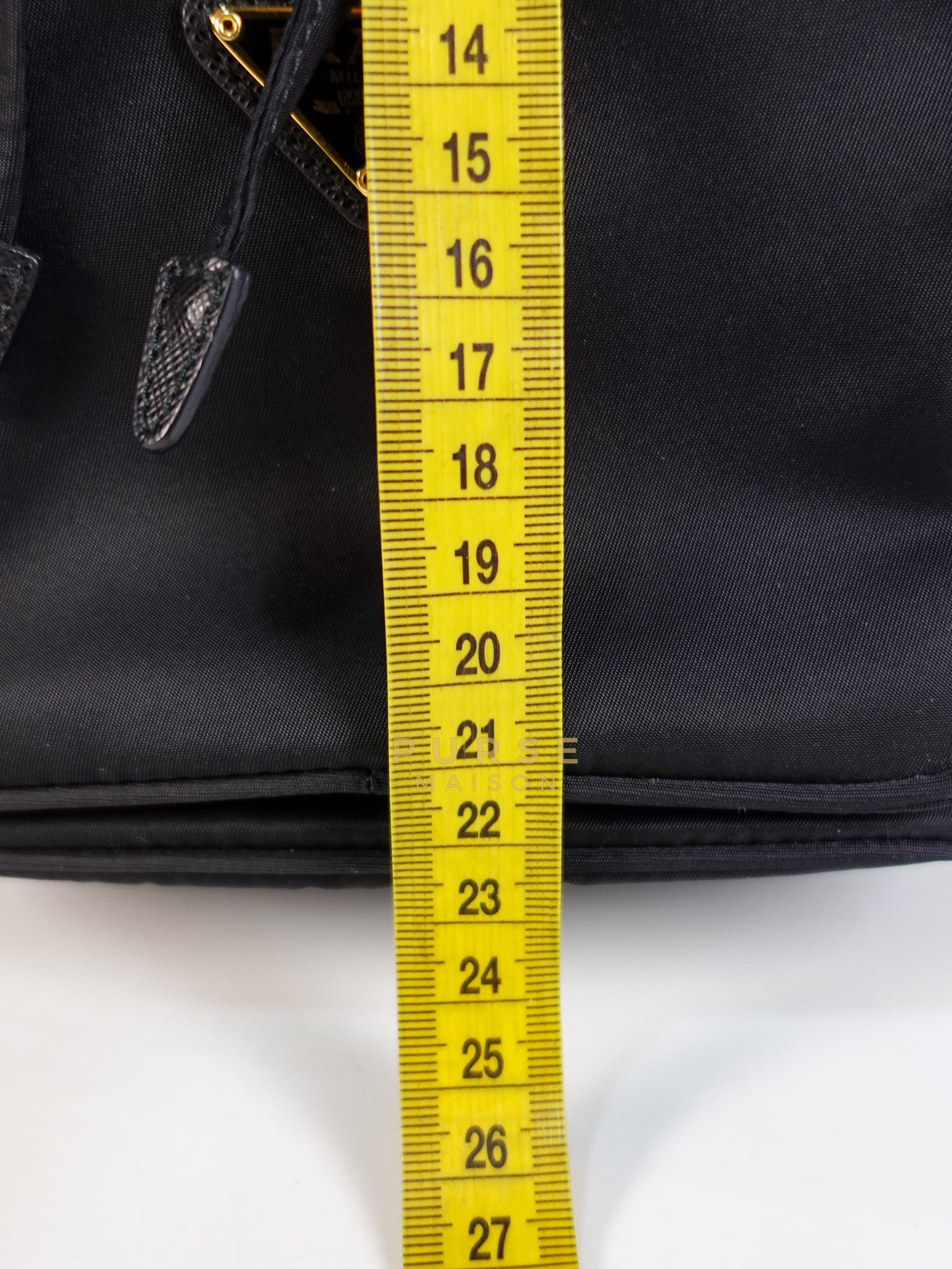 Mini Bucket Bag in Black Tessuto Nylon Leather & Gold Hardware | Purse Maison Luxury Bags Shop