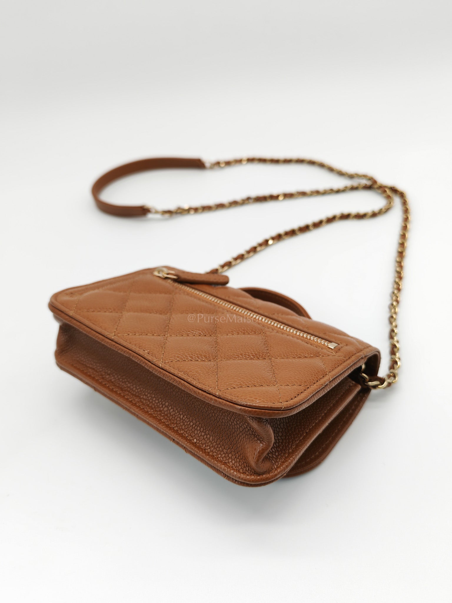Mini Business Affinity in Caramel Light Gold Hardware (Microchip) | Purse Maison Luxury Bags Shop