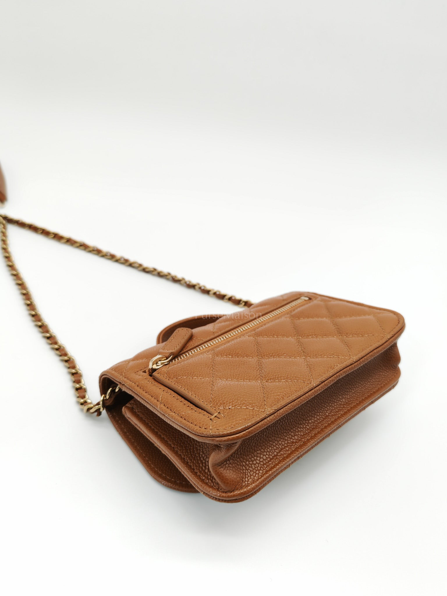Mini Business Affinity in Caramel Light Gold Hardware (Microchip) | Purse Maison Luxury Bags Shop