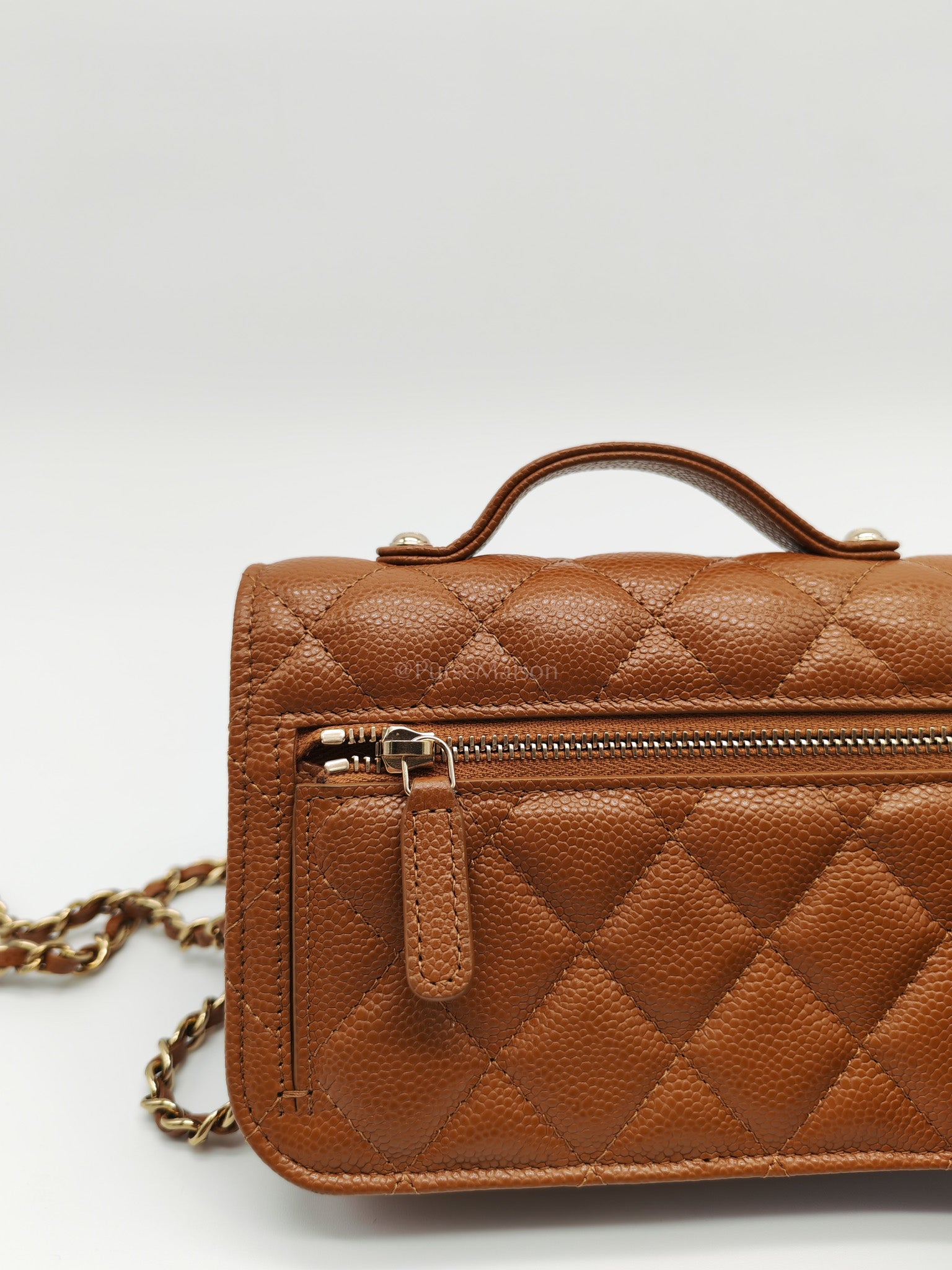 Mini Business Affinity in Caramel Light Gold Hardware (Microchip) | Purse Maison Luxury Bags Shop