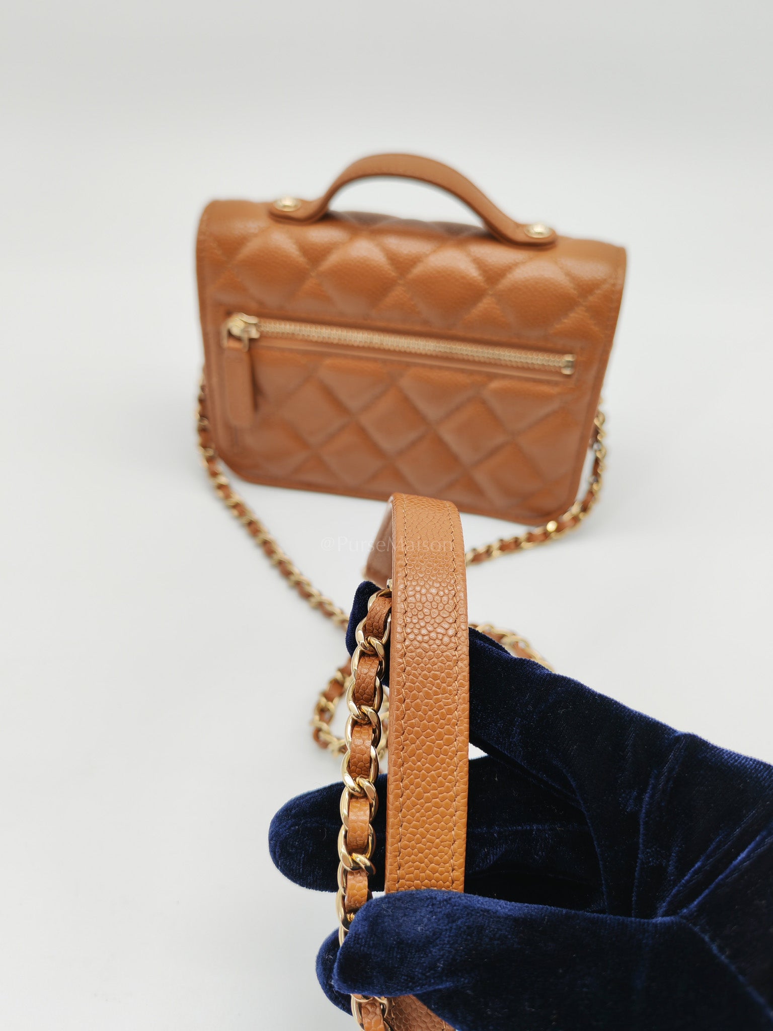 Mini Business Affinity in Caramel Light Gold Hardware (Microchip) | Purse Maison Luxury Bags Shop