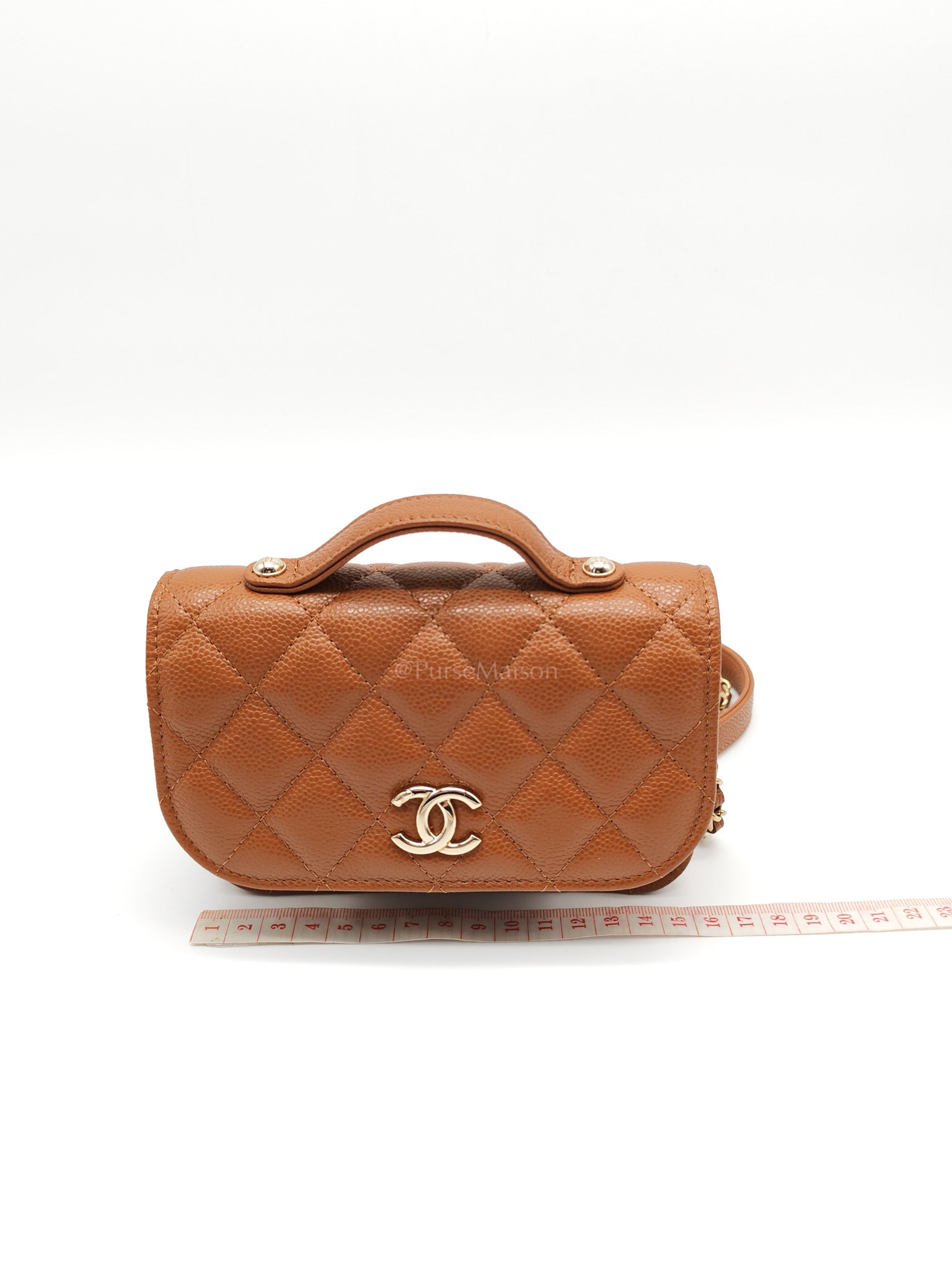 Mini Business Affinity in Caramel Light Gold Hardware (Microchip) | Purse Maison Luxury Bags Shop