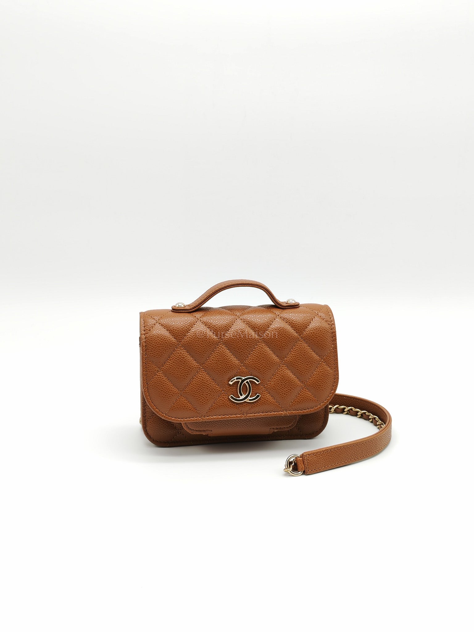 Mini Business Affinity in Caramel Light Gold Hardware (Microchip) | Purse Maison Luxury Bags Shop