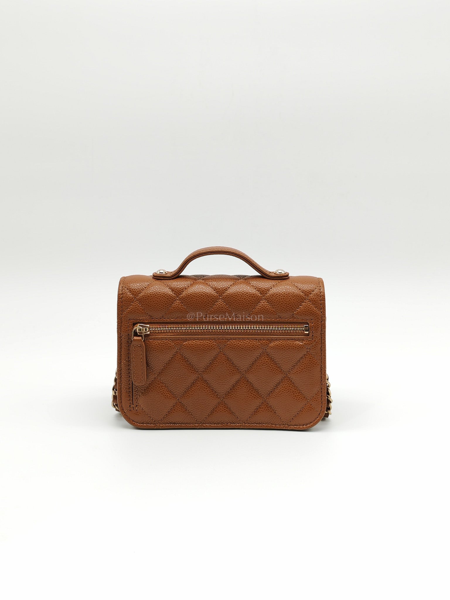 Mini Business Affinity in Caramel Light Gold Hardware (Microchip) | Purse Maison Luxury Bags Shop