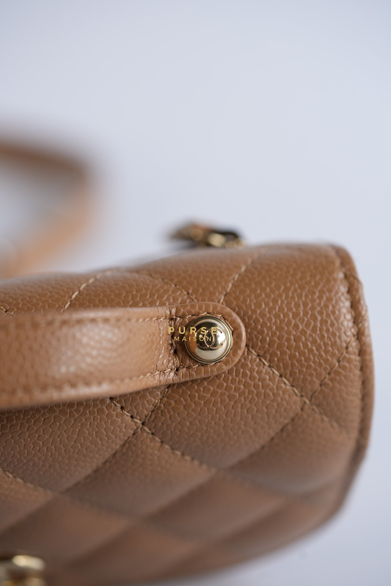 Mini Business Affinity in Dark Beige and Light Gold Hardware (Microchip) | Purse Maison Luxury Bags Shop