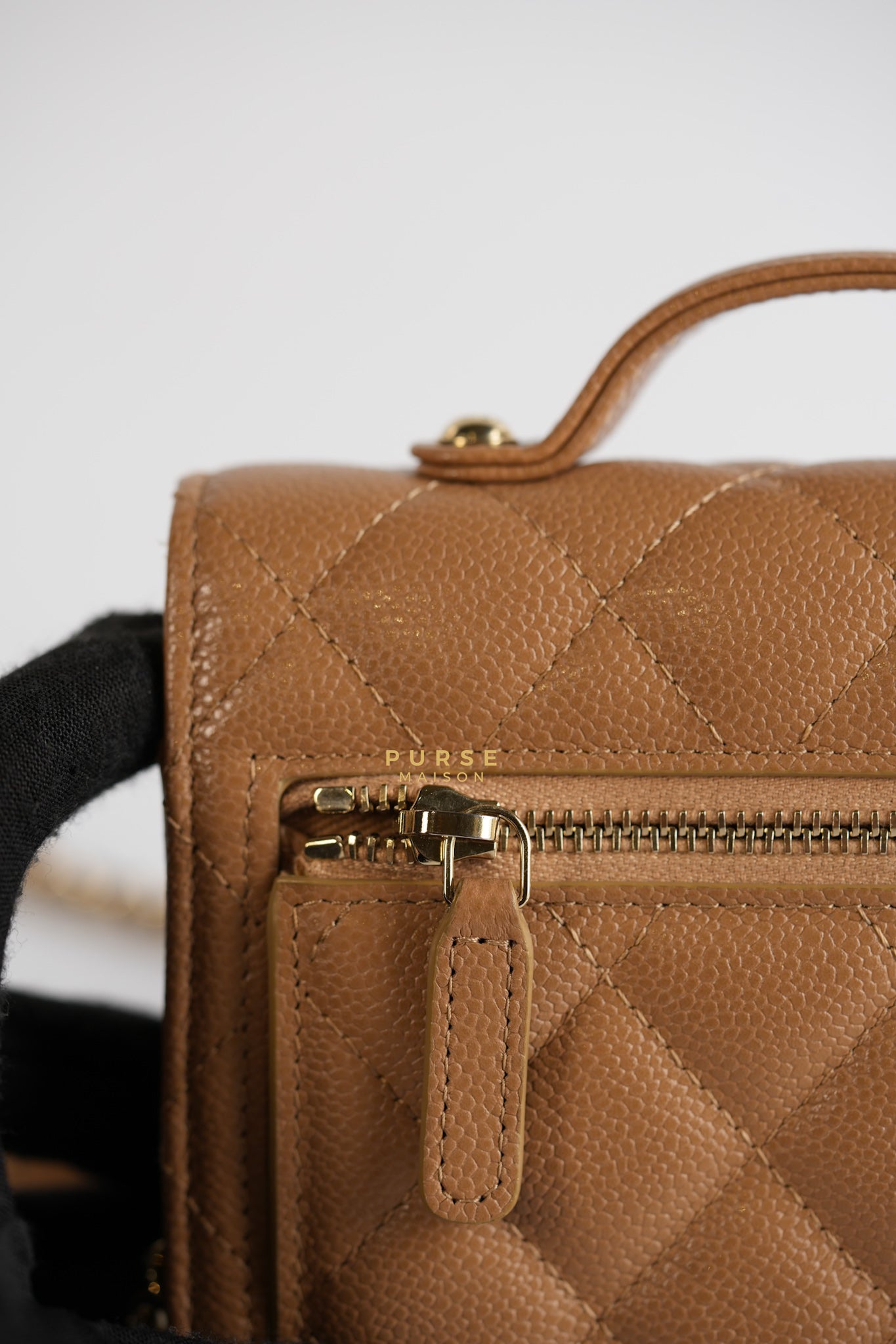 Mini Business Affinity in Dark Beige and Light Gold Hardware (Microchip) | Purse Maison Luxury Bags Shop