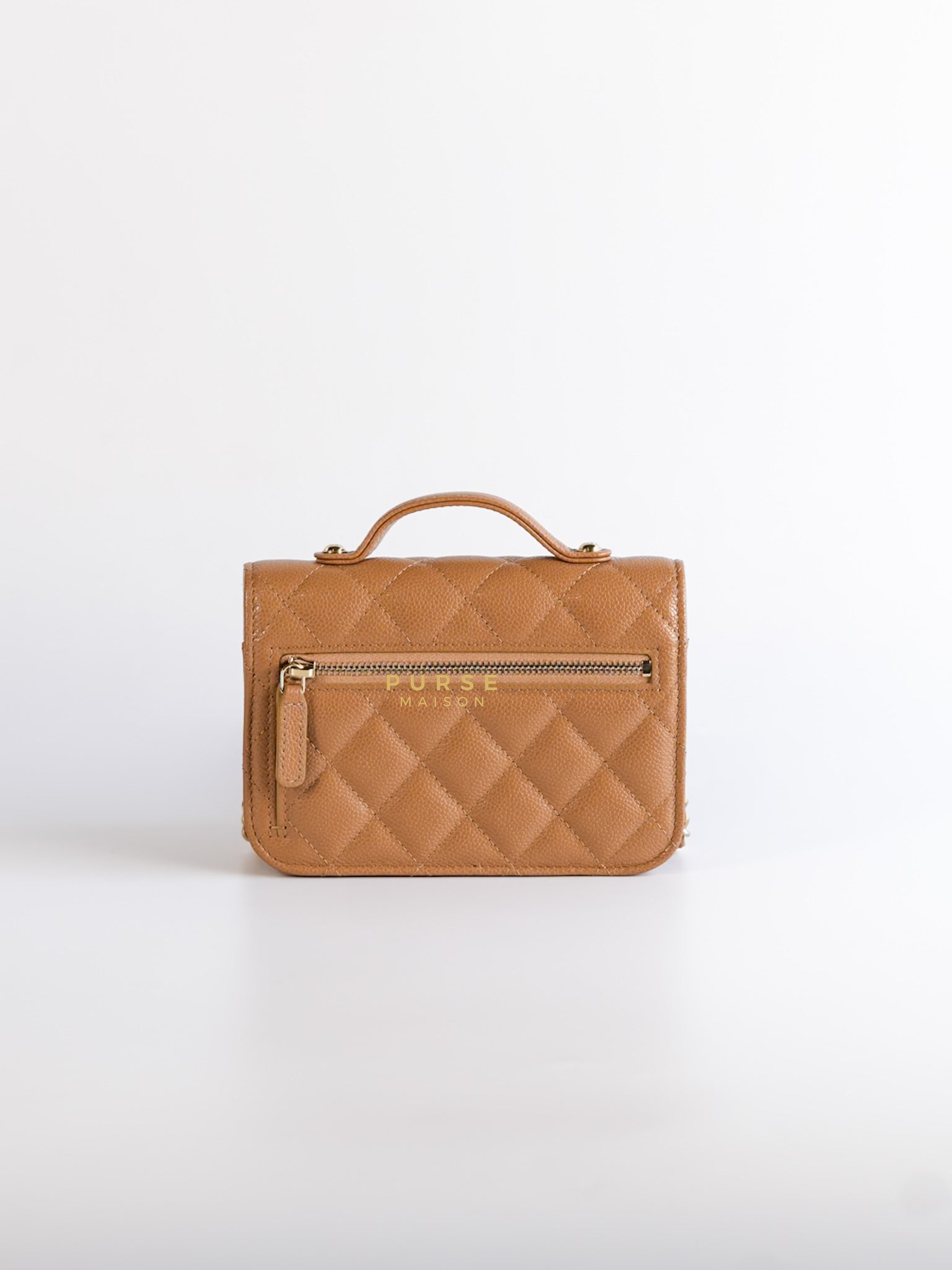 Mini Business Affinity in Dark Beige and Light Gold Hardware (Microchip) | Purse Maison Luxury Bags Shop