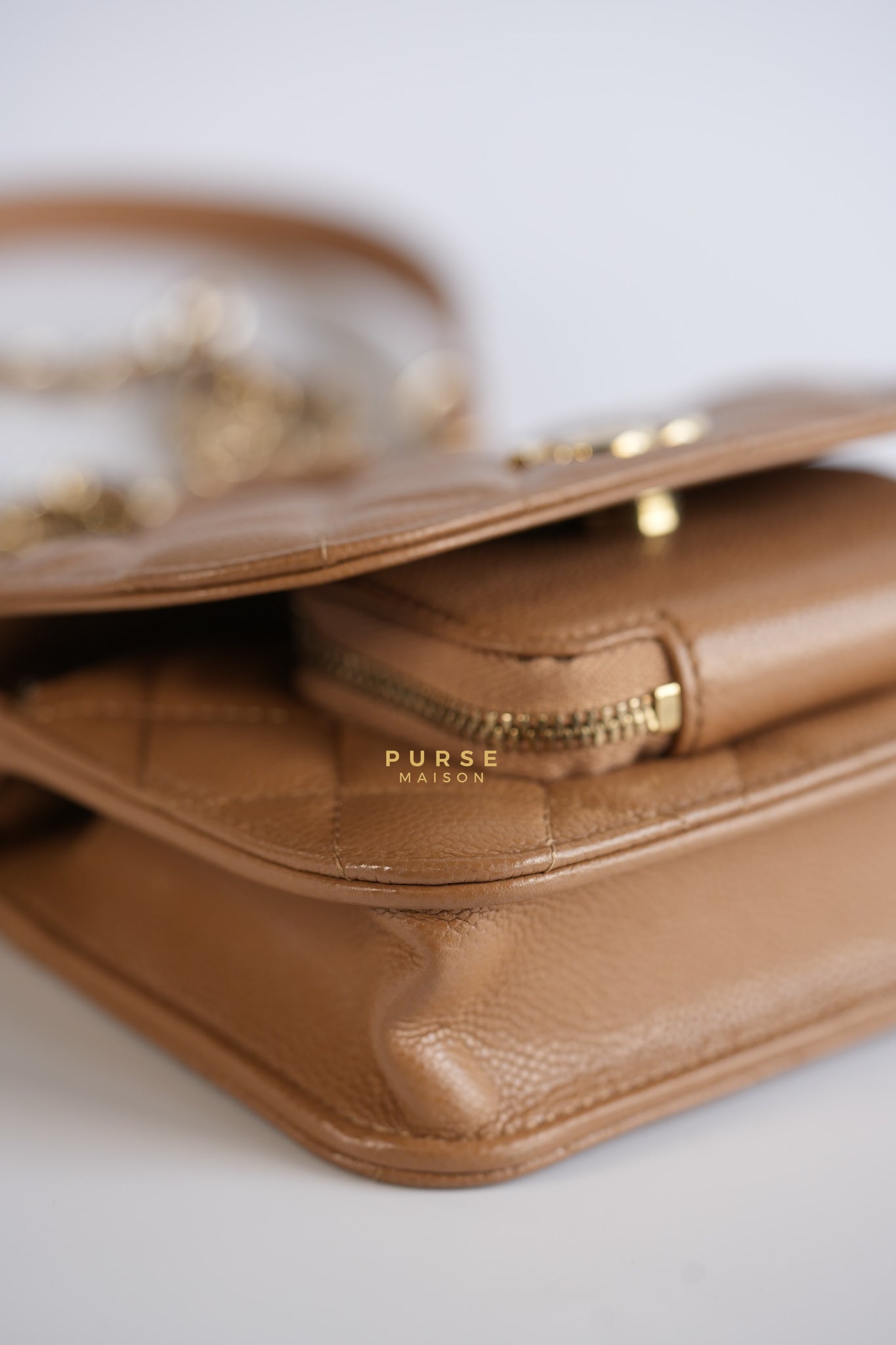 Mini Business Affinity in Dark Beige and Light Gold Hardware (Microchip) | Purse Maison Luxury Bags Shop