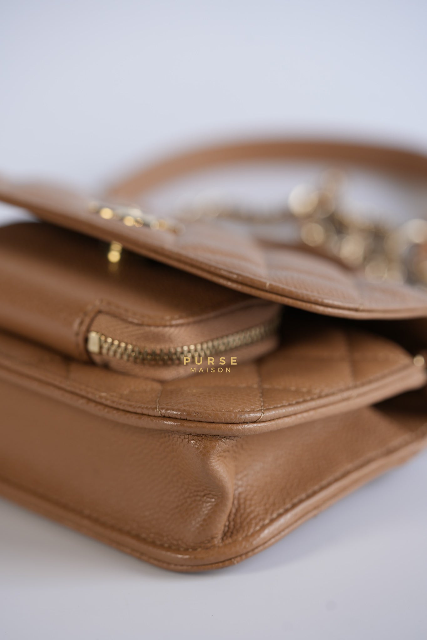 Mini Business Affinity in Dark Beige and Light Gold Hardware (Microchip) | Purse Maison Luxury Bags Shop