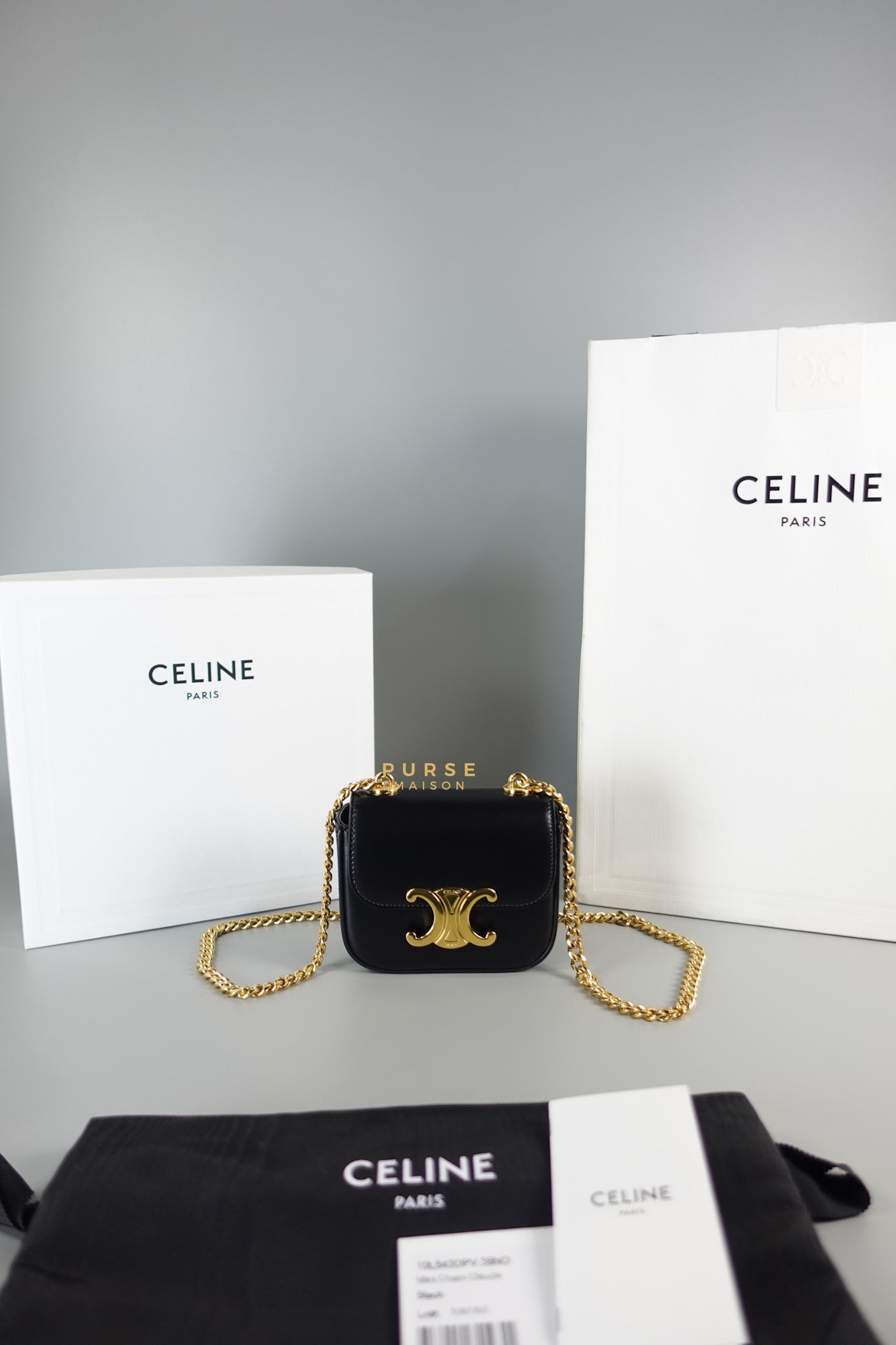 Mini Chain Claude in Black Shiny Calfskin Shoulder Bag | Purse Maison Luxury Bags Shop