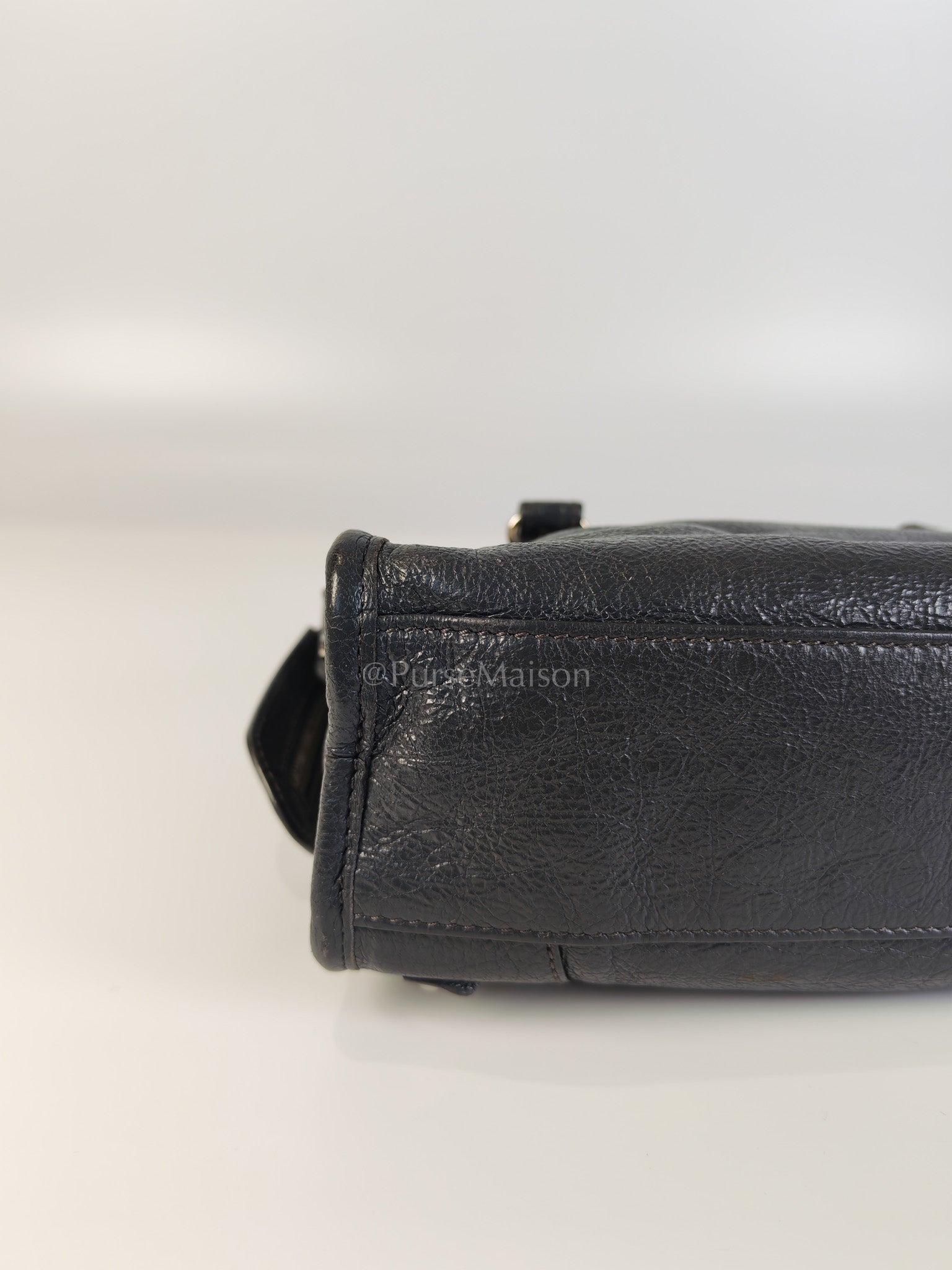 Mini City Bag in Dark Gray Lambskin(Agneau) Leather Silver Hardware | Purse Maison Luxury Bags Shop