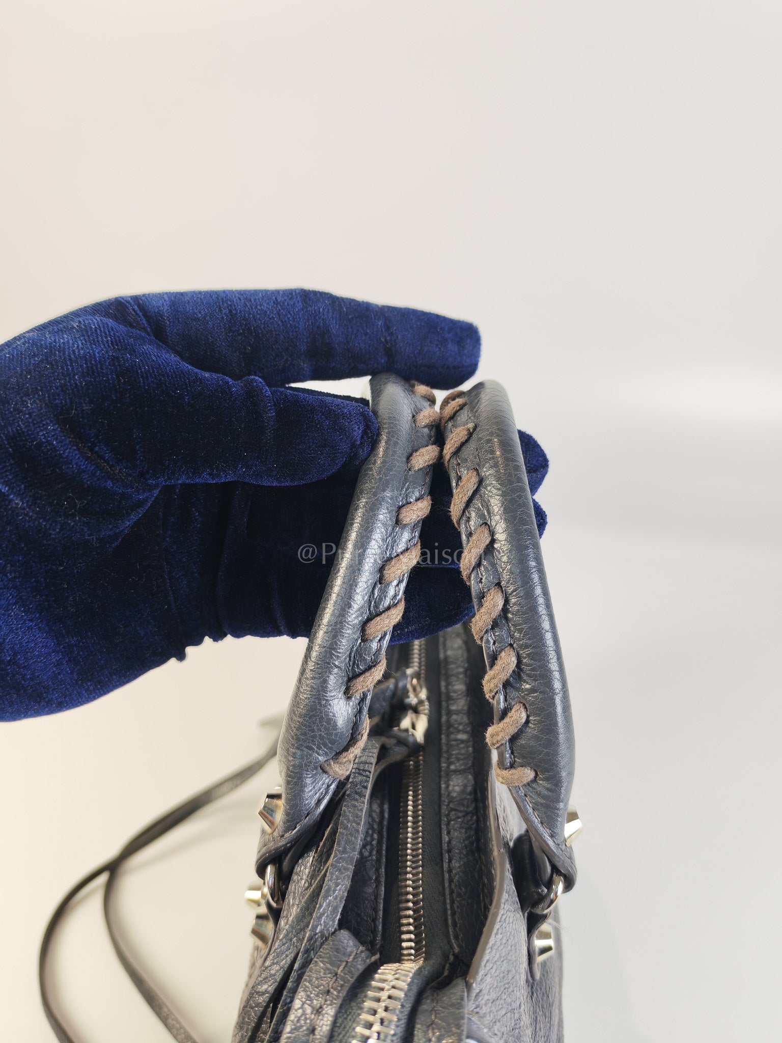 Mini City Bag in Dark Gray Lambskin(Agneau) Leather Silver Hardware | Purse Maison Luxury Bags Shop