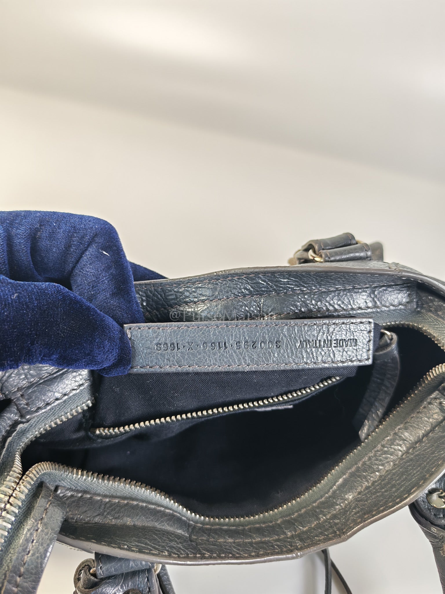 Mini City Bag in Dark Gray Lambskin(Agneau) Leather Silver Hardware | Purse Maison Luxury Bags Shop