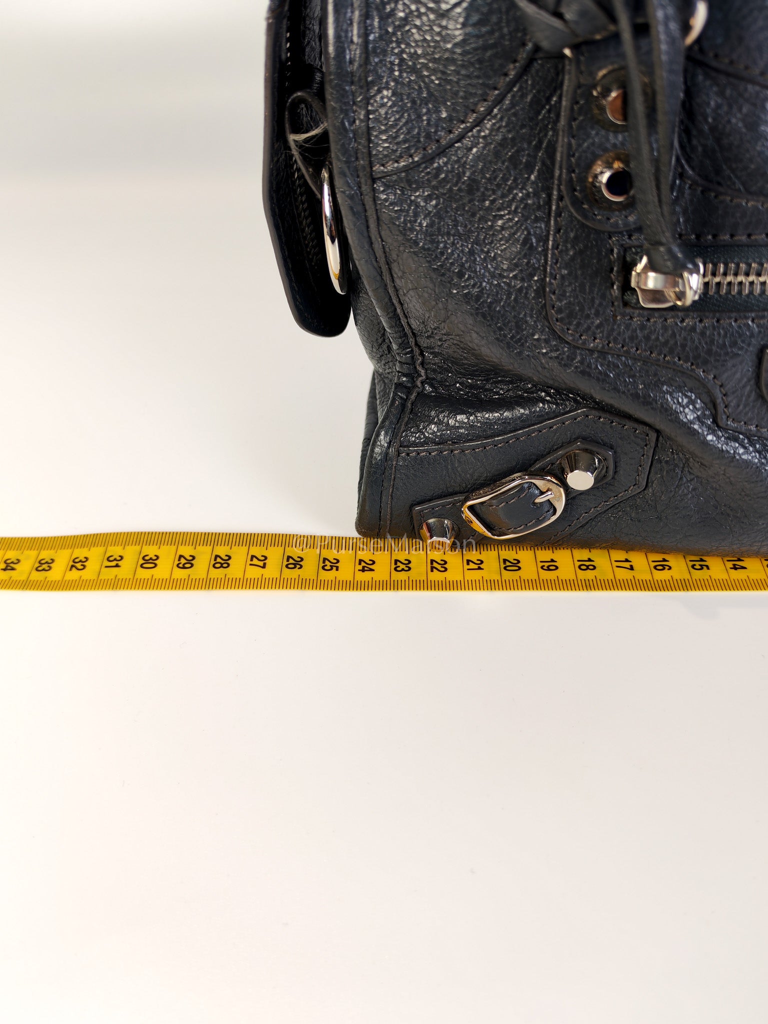 Mini City Bag in Dark Gray Lambskin(Agneau) Leather Silver Hardware | Purse Maison Luxury Bags Shop