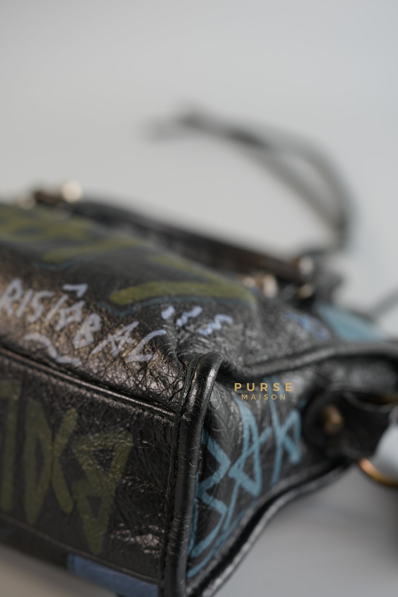 Mini City Black Graffiti Print Leather Bag | Purse Maison Luxury Bags Shop