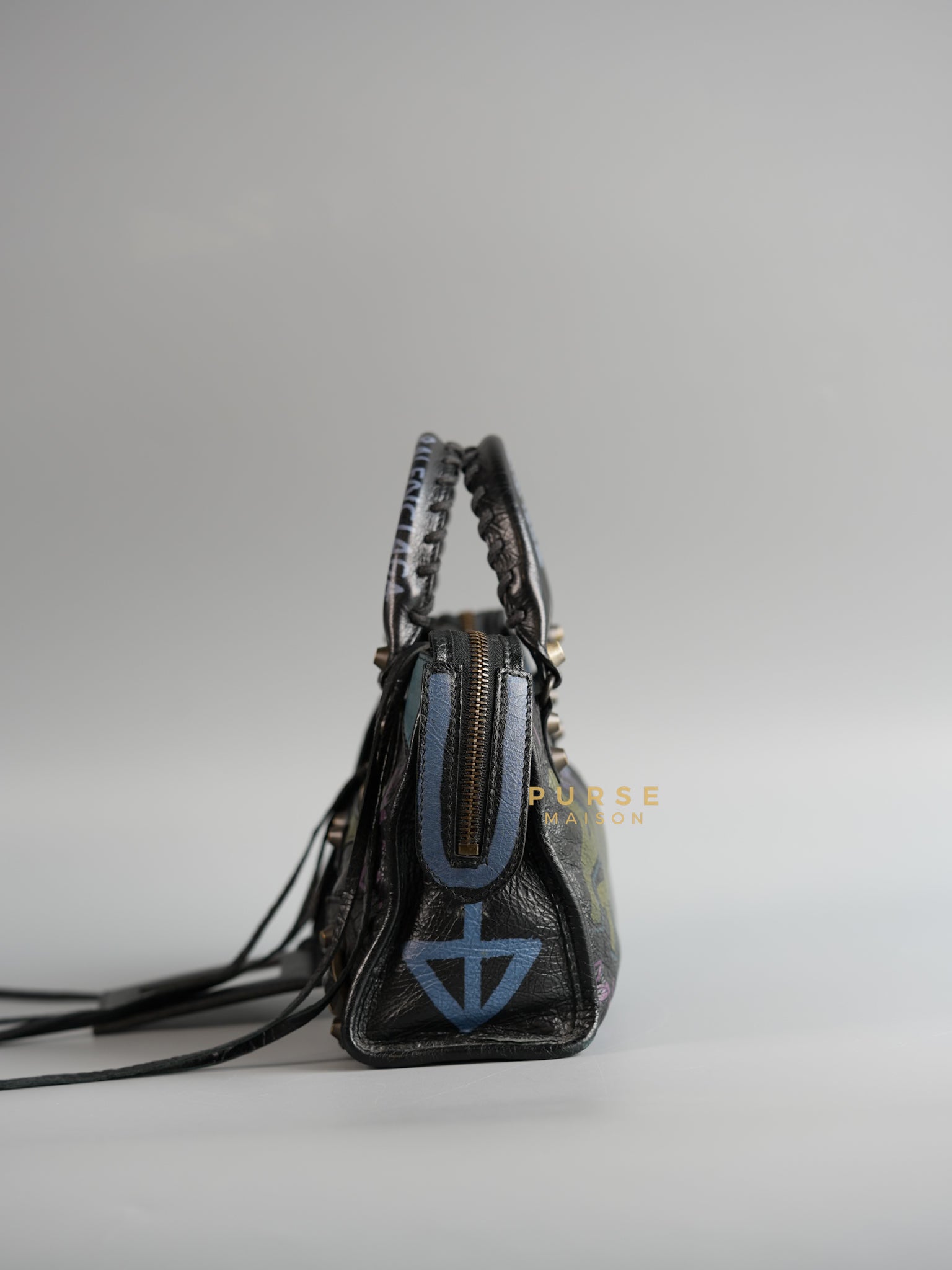 Mini City Black Graffiti Print Leather Bag | Purse Maison Luxury Bags Shop