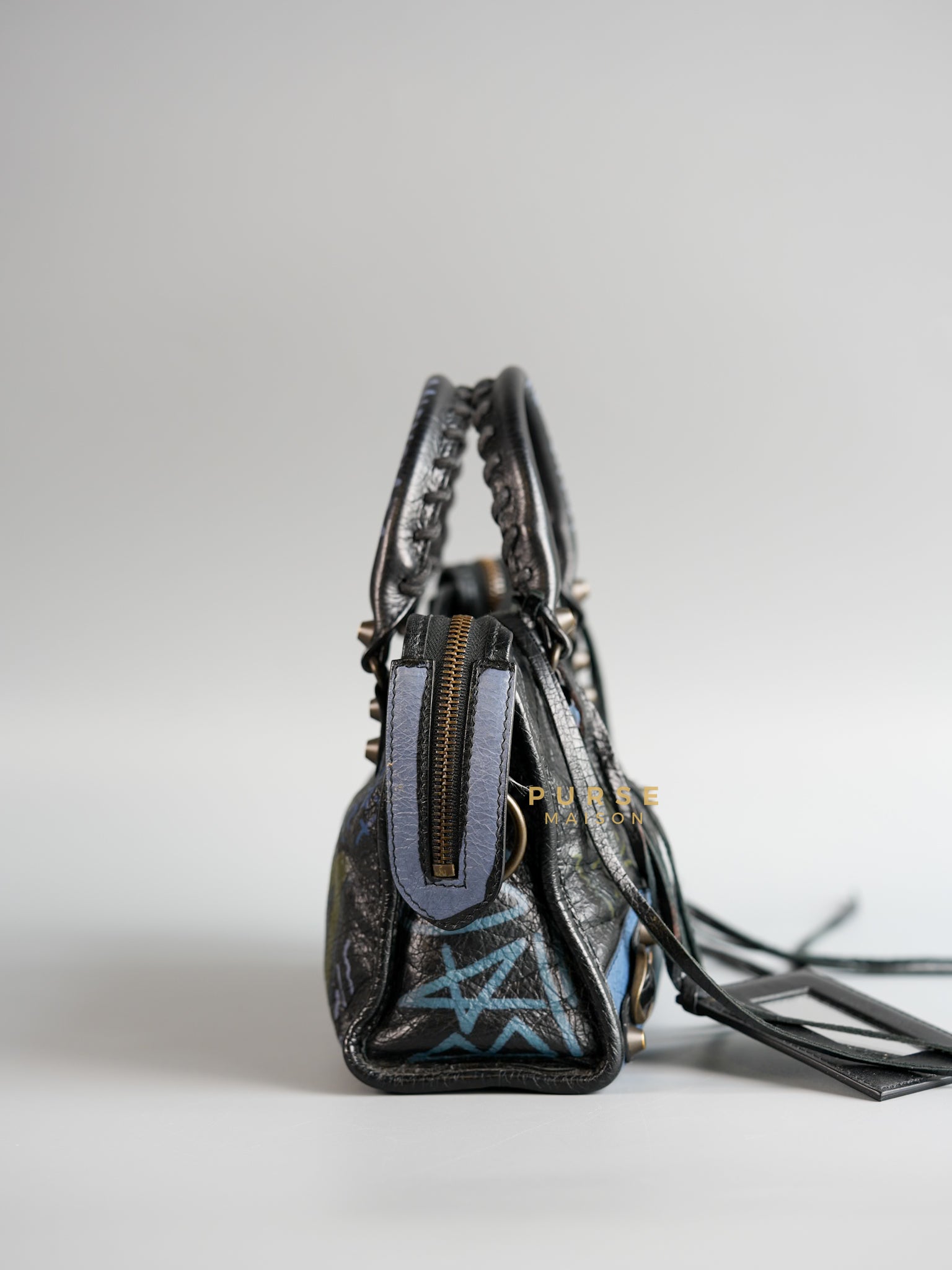 Mini City Black Graffiti Print Leather Bag | Purse Maison Luxury Bags Shop