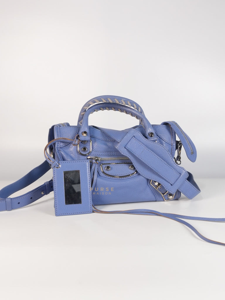 Mini City Metallic Edge in Periwinkle Blue | Purse Maison Luxury Bags Shop