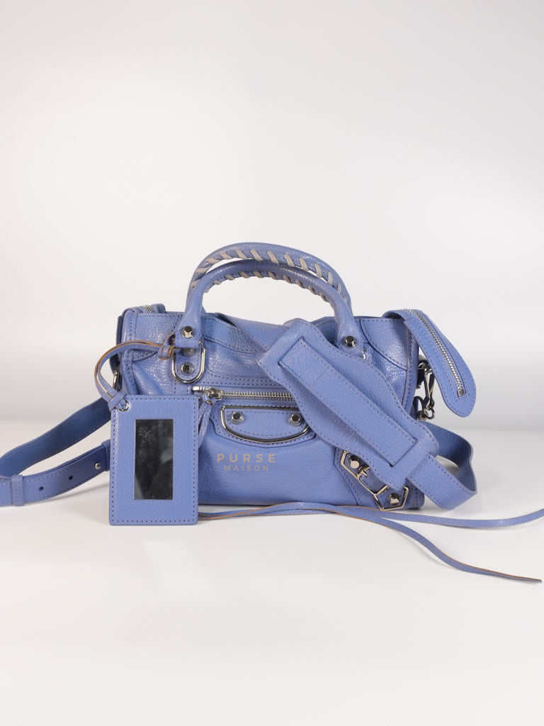 Mini City Metallic Edge in Periwinkle Blue | Purse Maison Luxury Bags Shop