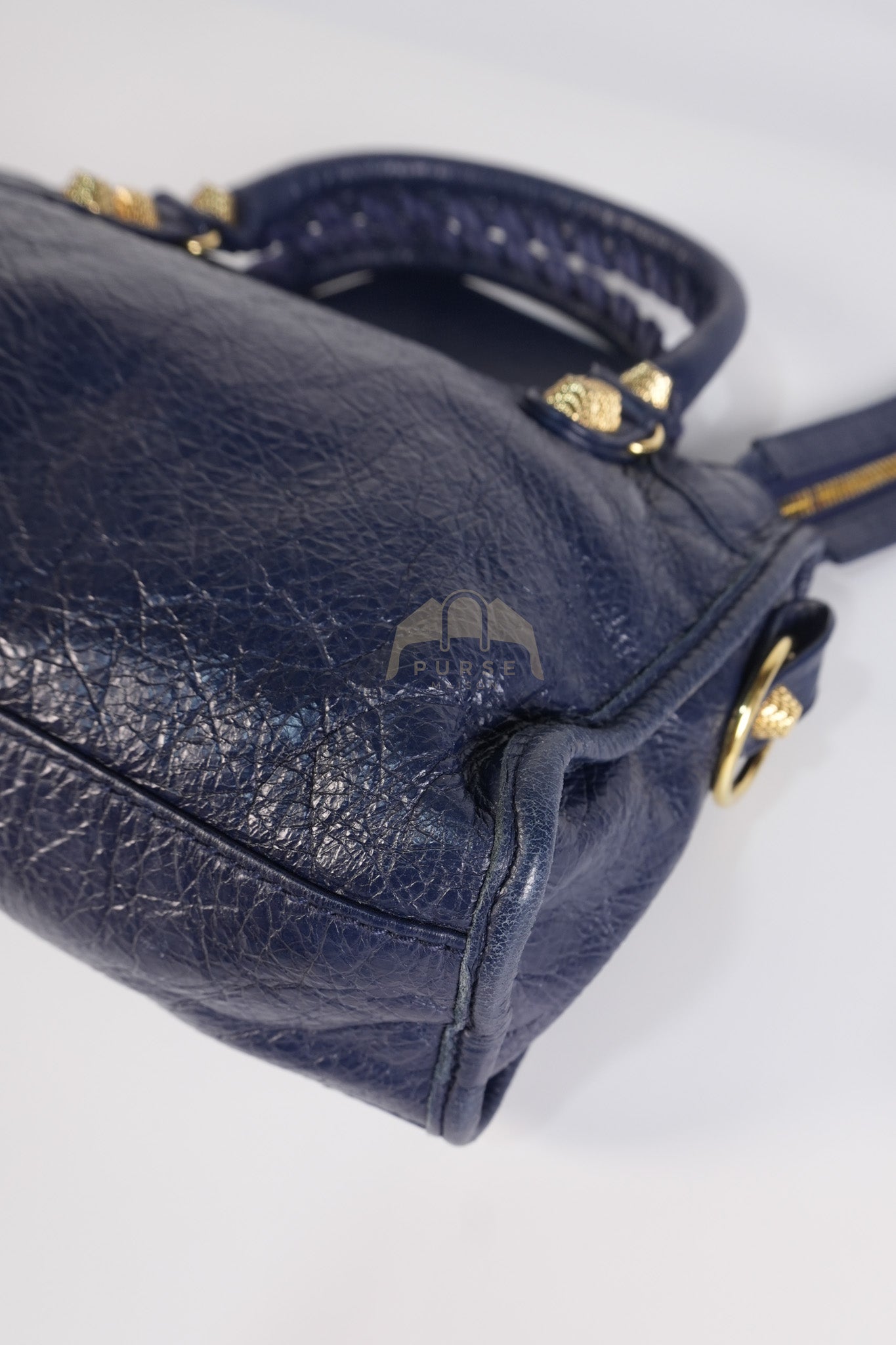 Mini City Metallic in Navy Blue Lambskin Leather Crossbody Bag | Purse Maison Luxury Bags Shop