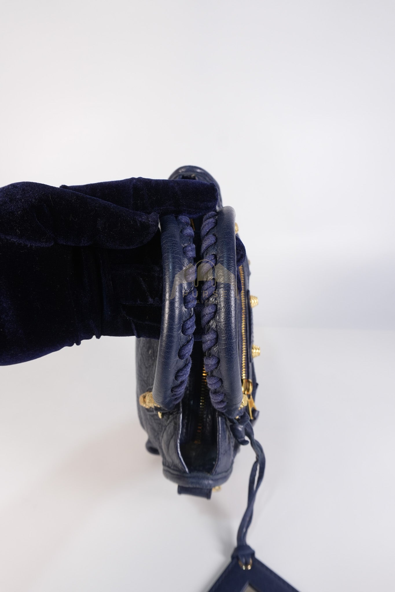 Mini City Metallic in Navy Blue Lambskin Leather Crossbody Bag | Purse Maison Luxury Bags Shop
