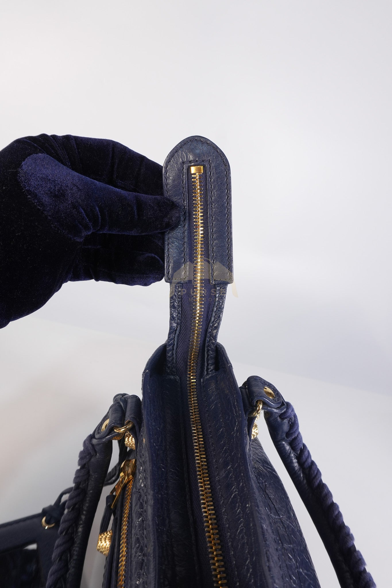 Mini City Metallic in Navy Blue Lambskin Leather Crossbody Bag | Purse Maison Luxury Bags Shop