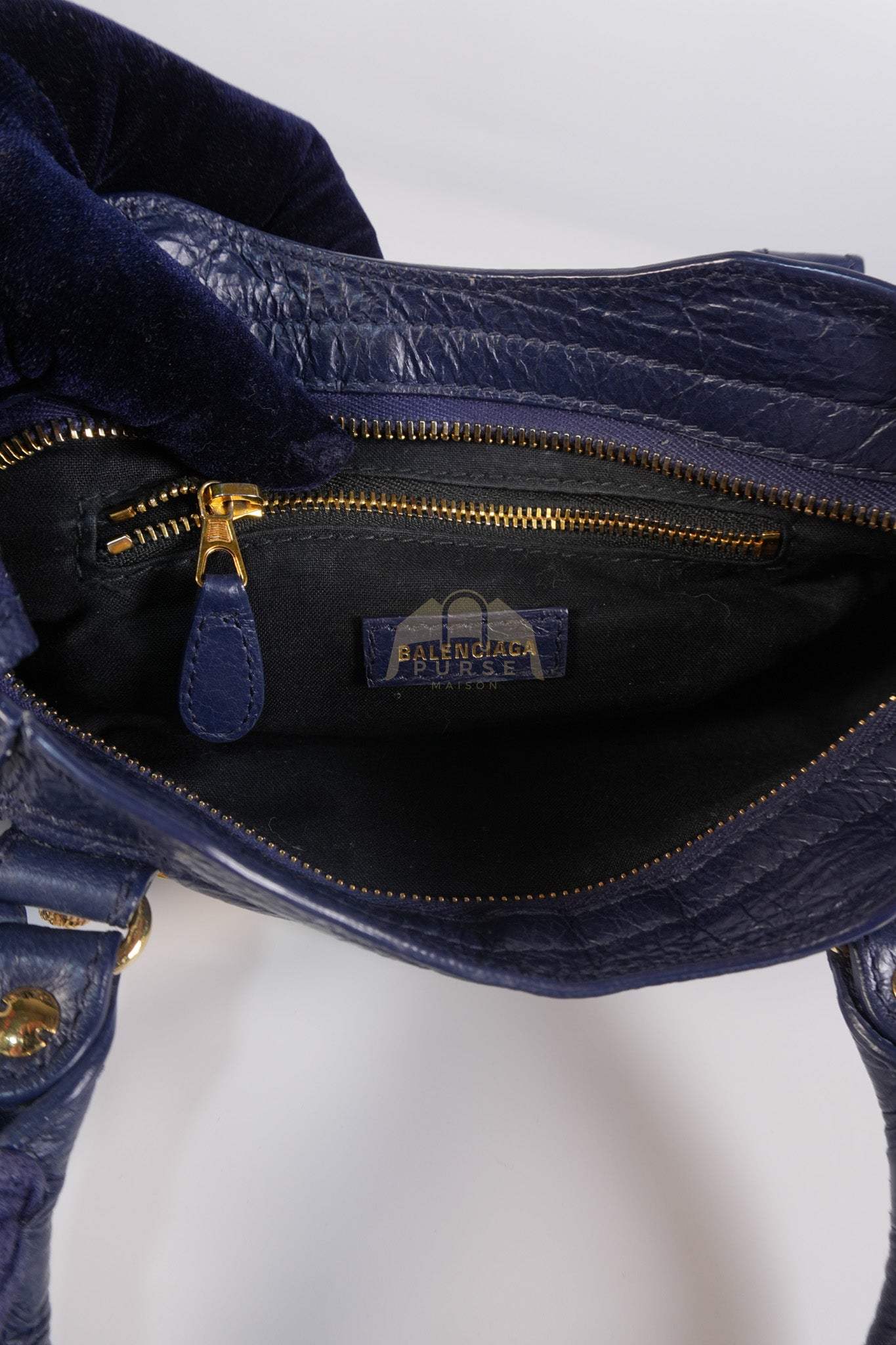 Mini City Metallic in Navy Blue Lambskin Leather Crossbody Bag | Purse Maison Luxury Bags Shop