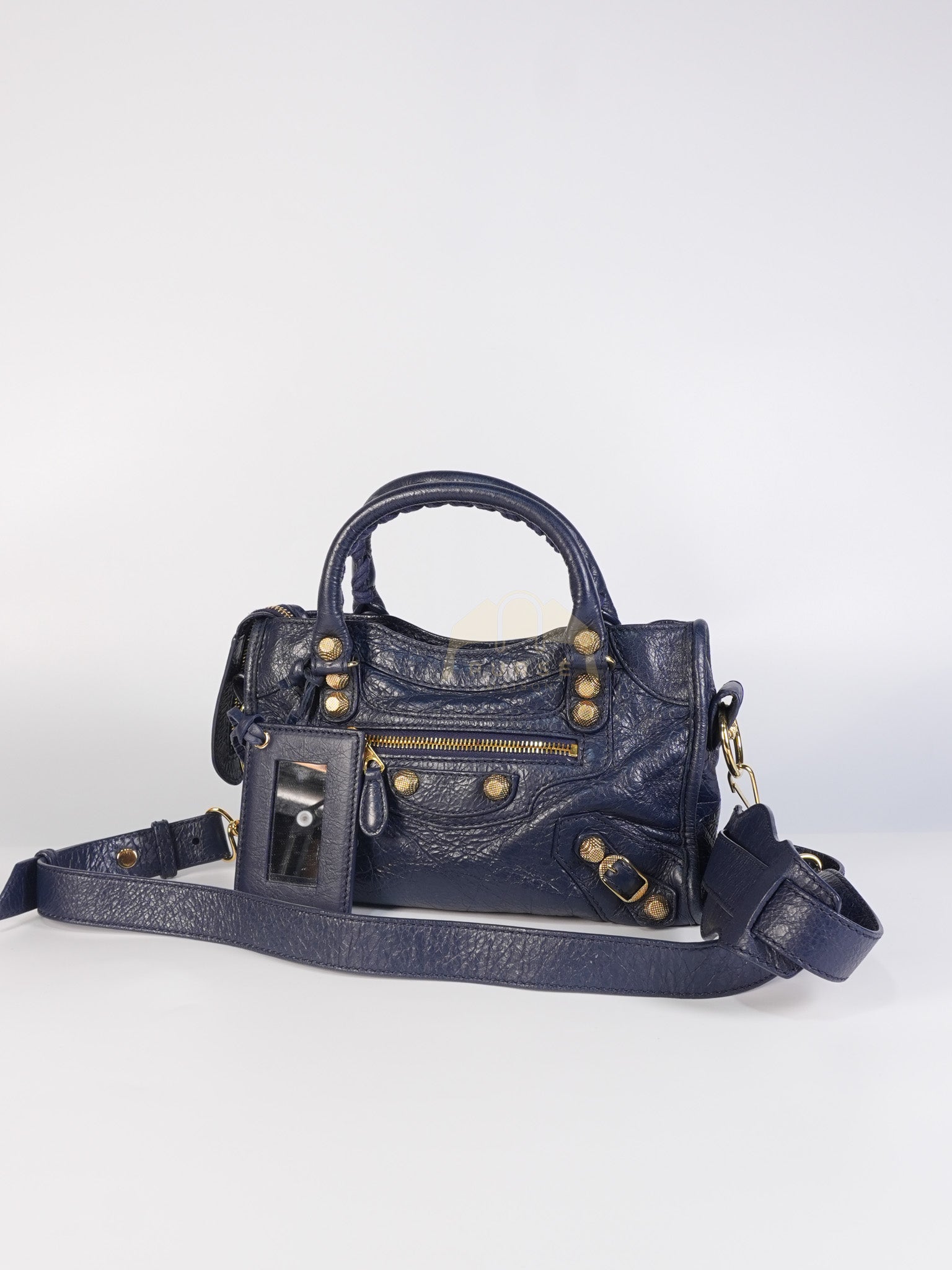 Mini City Metallic in Navy Blue Lambskin Leather Crossbody Bag | Purse Maison Luxury Bags Shop