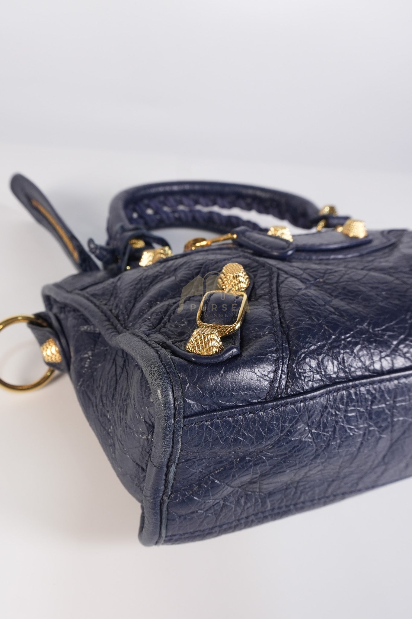 Mini City Metallic in Navy Blue Lambskin Leather Crossbody Bag | Purse Maison Luxury Bags Shop
