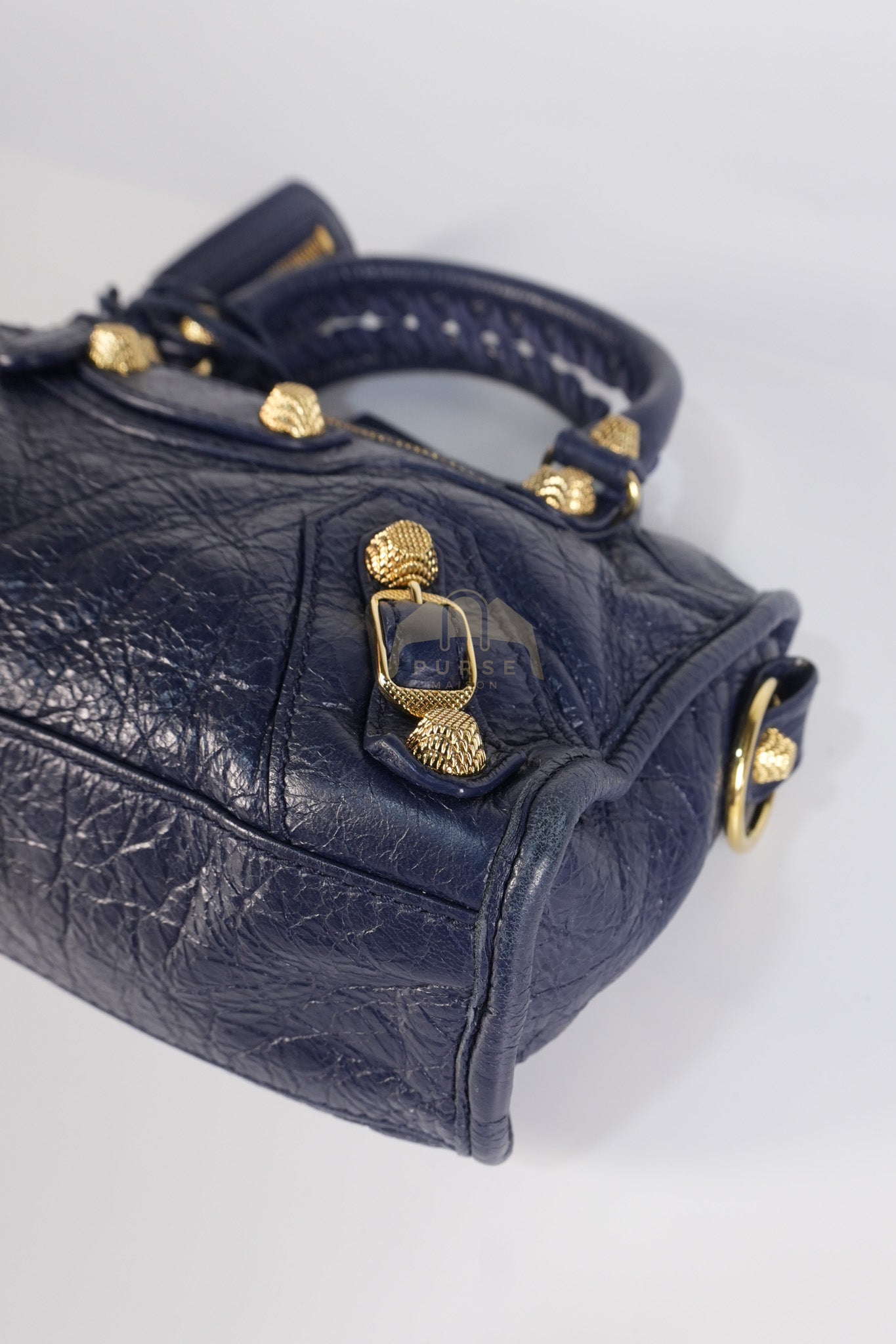 Mini City Metallic in Navy Blue Lambskin Leather Crossbody Bag | Purse Maison Luxury Bags Shop