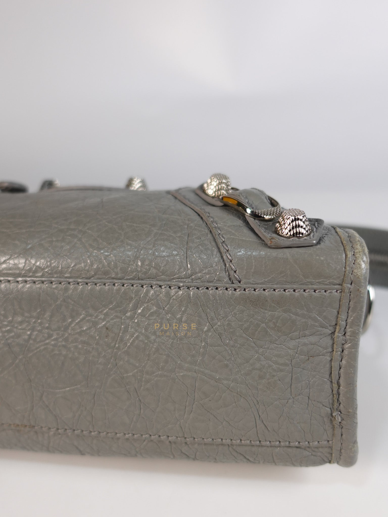 Mini Classic City Bag in Gray Lambskin Leather | Purse Maison Luxury Bags Shop