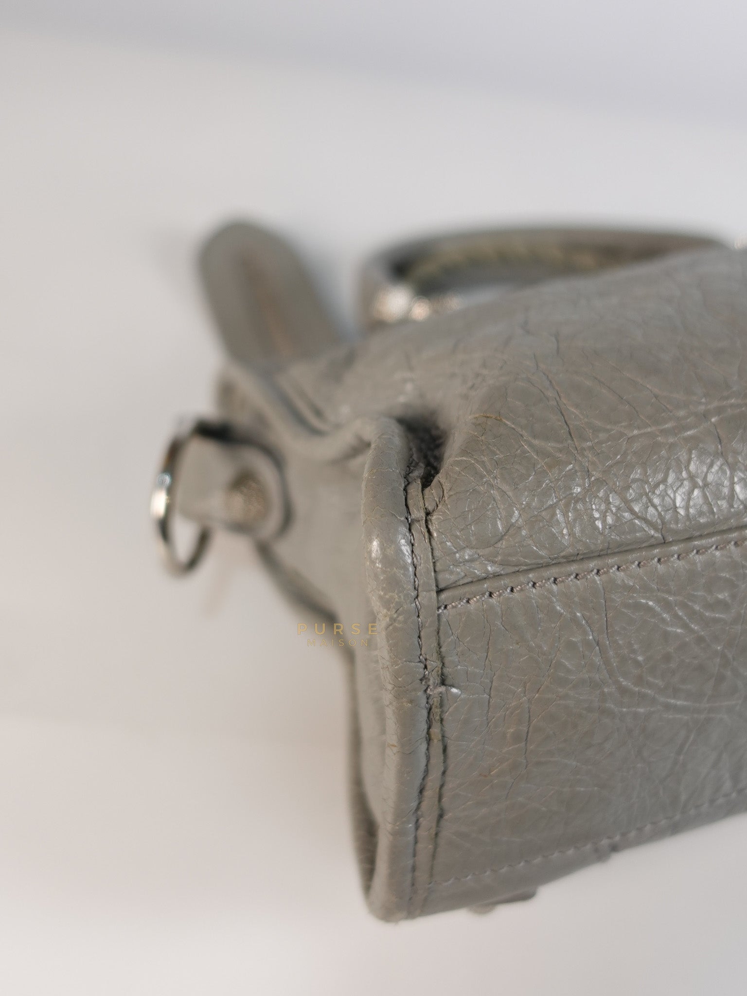 Mini Classic City Bag in Gray Lambskin Leather | Purse Maison Luxury Bags Shop