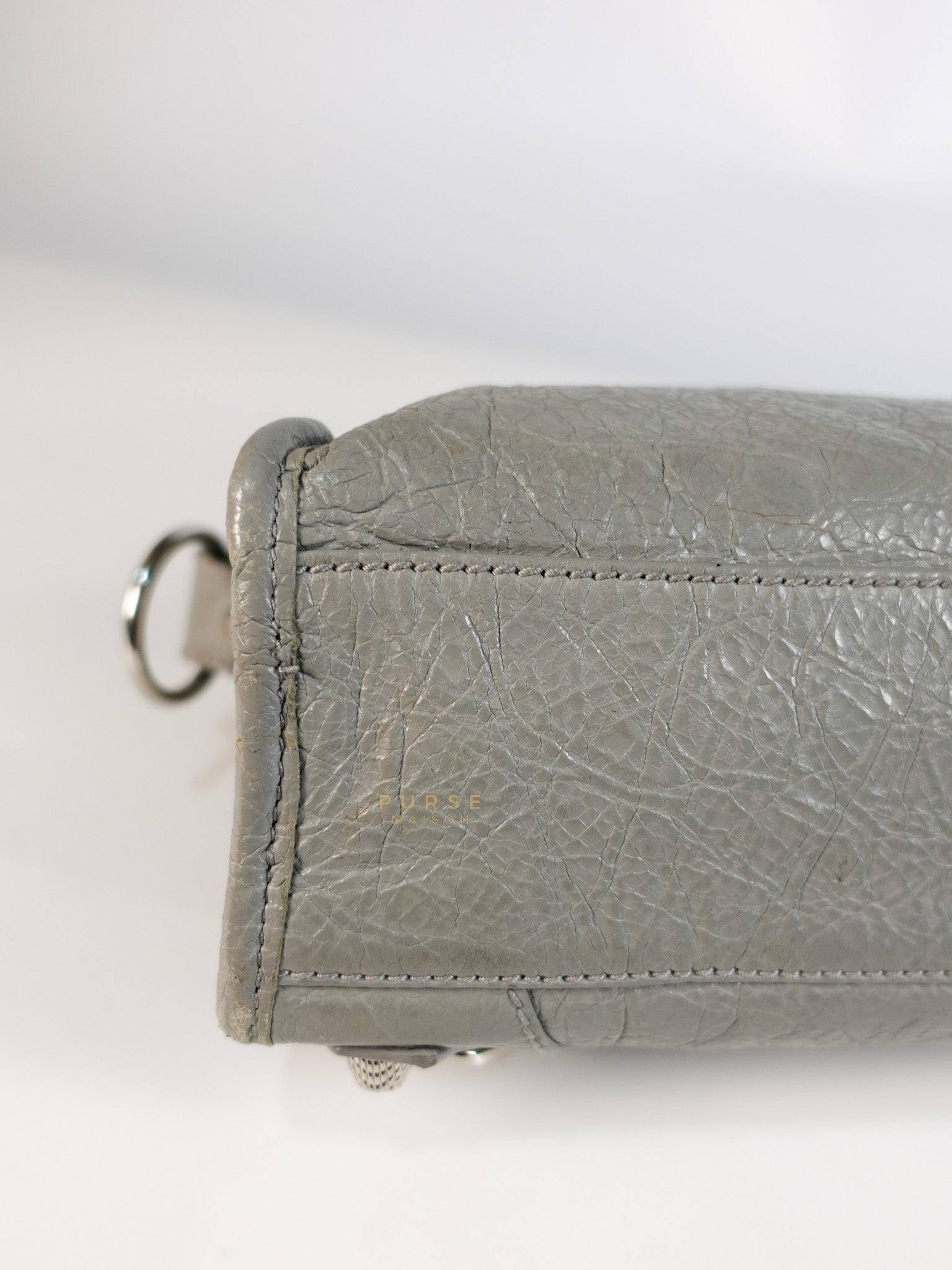 Mini Classic City Bag in Gray Lambskin Leather | Purse Maison Luxury Bags Shop