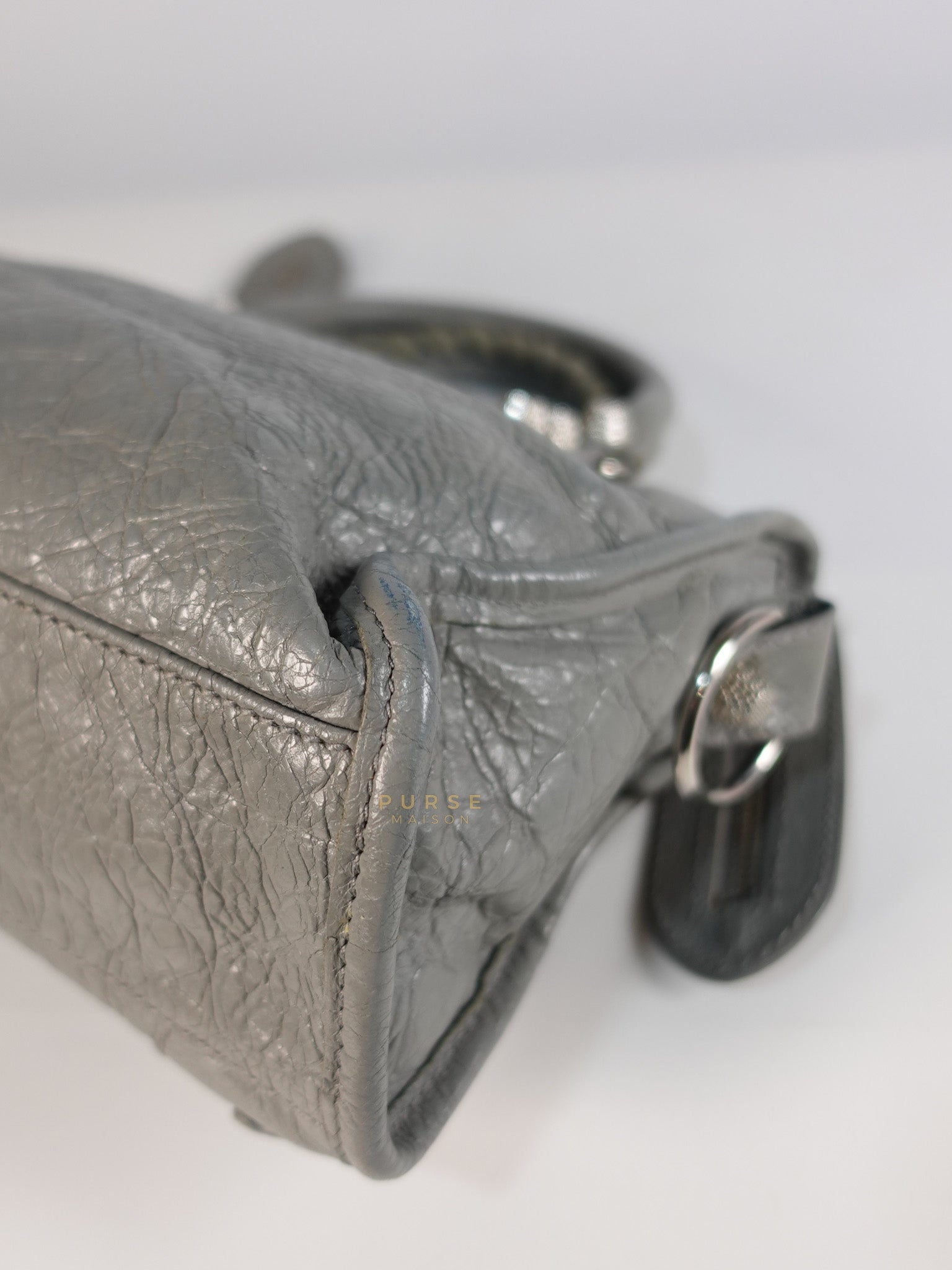 Mini Classic City Bag in Gray Lambskin Leather | Purse Maison Luxury Bags Shop