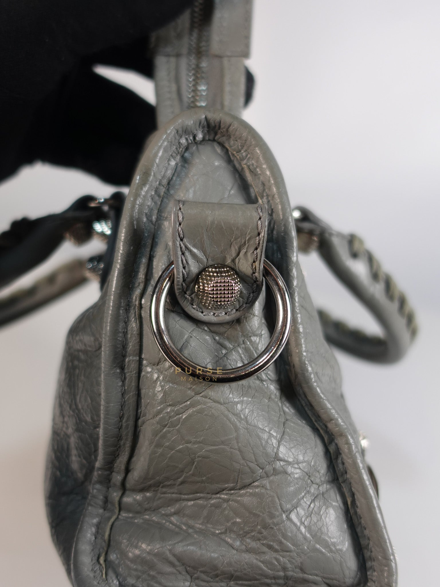 Mini Classic City Bag in Gray Lambskin Leather | Purse Maison Luxury Bags Shop