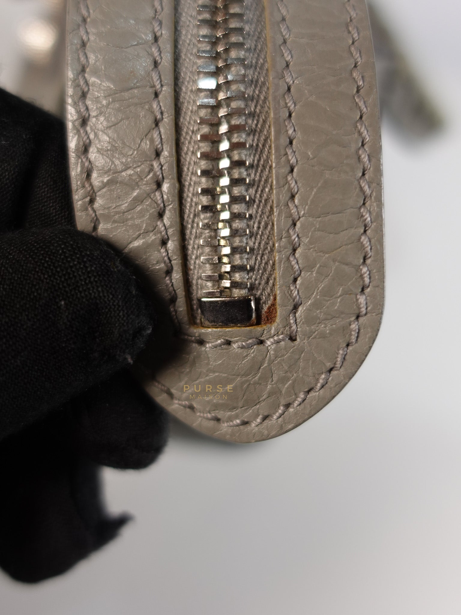 Mini Classic City Bag in Gray Lambskin Leather | Purse Maison Luxury Bags Shop